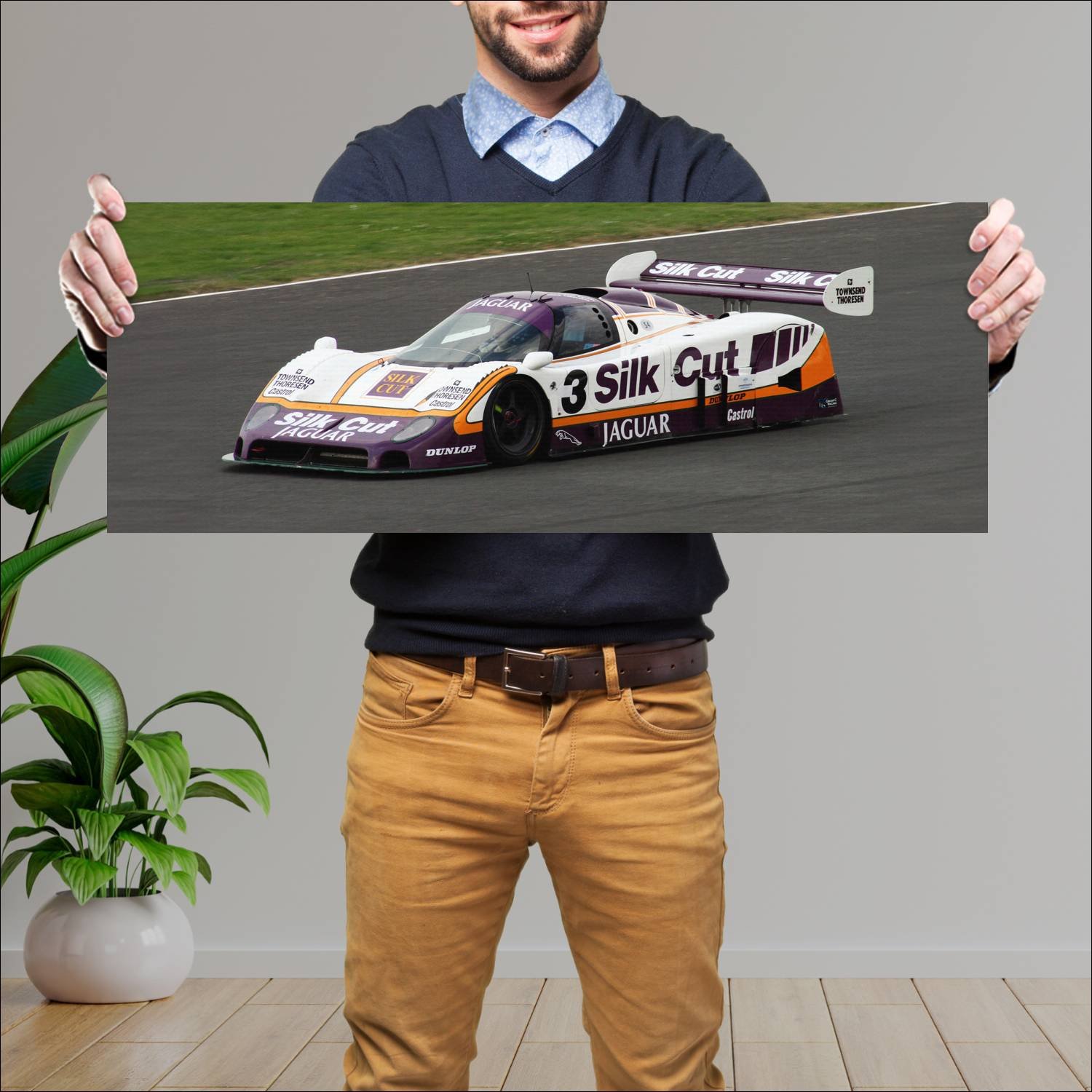 Cuadro grande 30x80cm 1987 jaguar xjr 8 auto 132 Jaguar