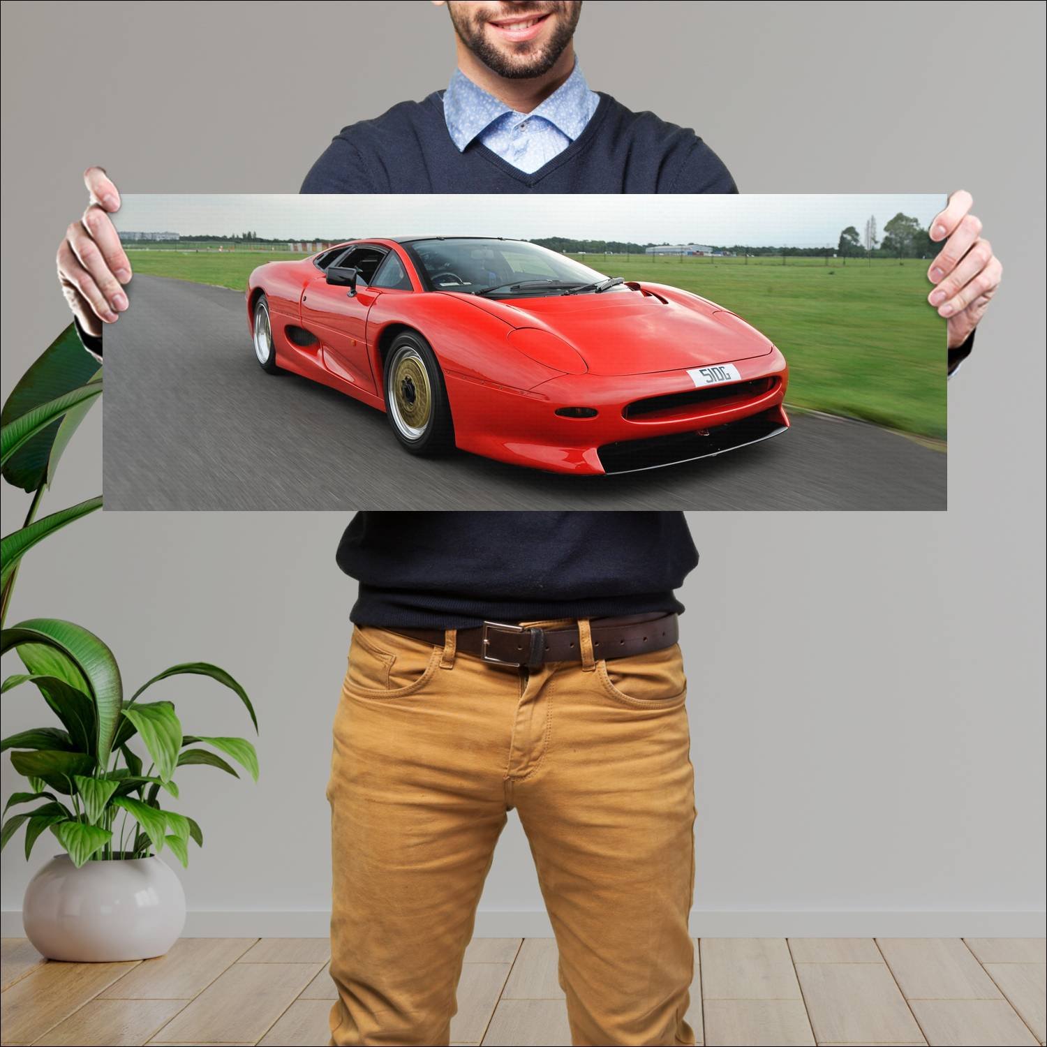 Cuadro grande 30x80cm 1990 jaguar xj220 prototype 141 Jaguar