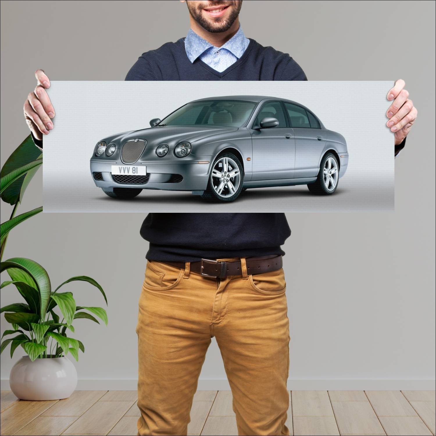 Cuadro grande 30x80cm 2003 jaguar s type r auto 190 Jaguar