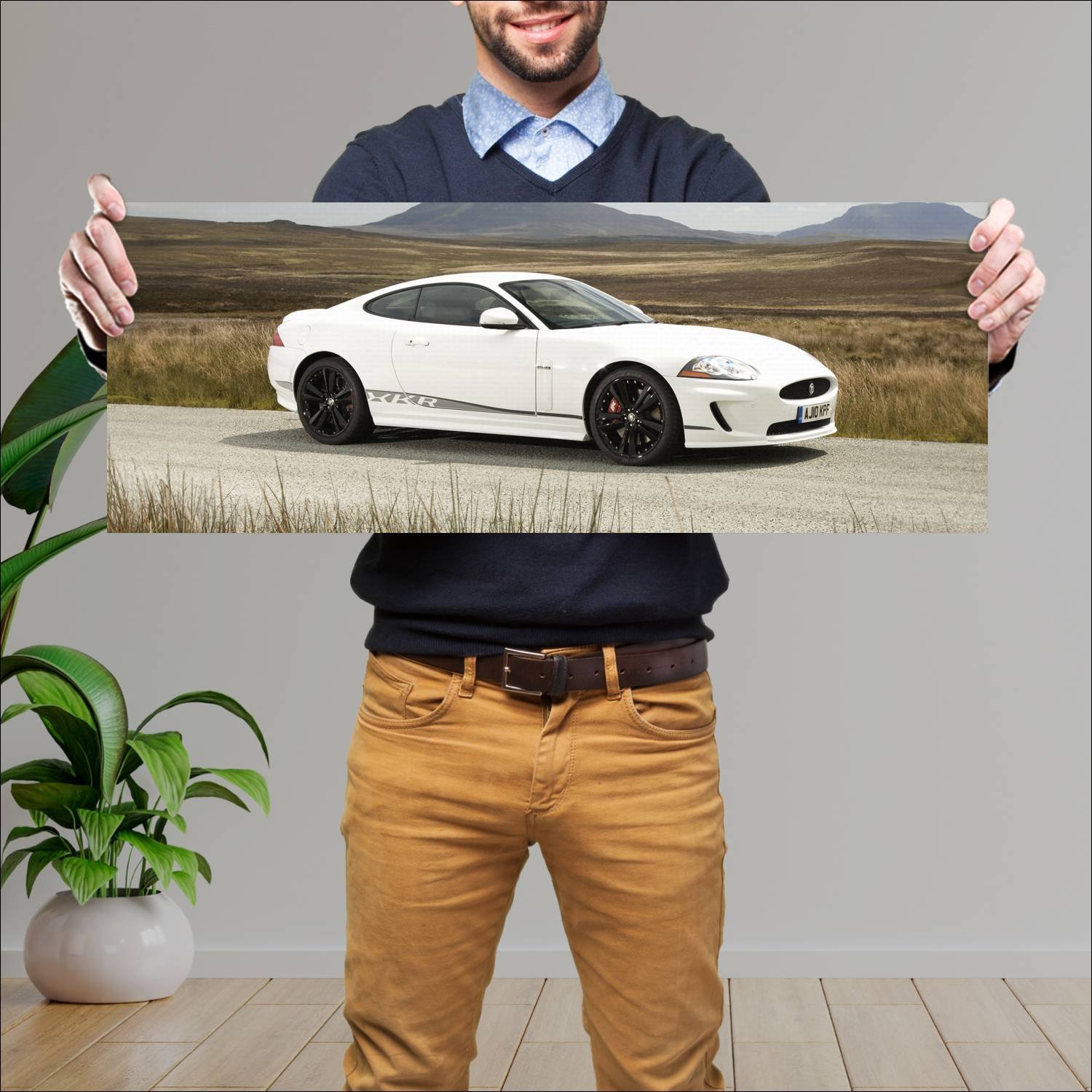 Cuadro grande 30x80cm 2010 jaguar xkr coupe black 285 Jaguar