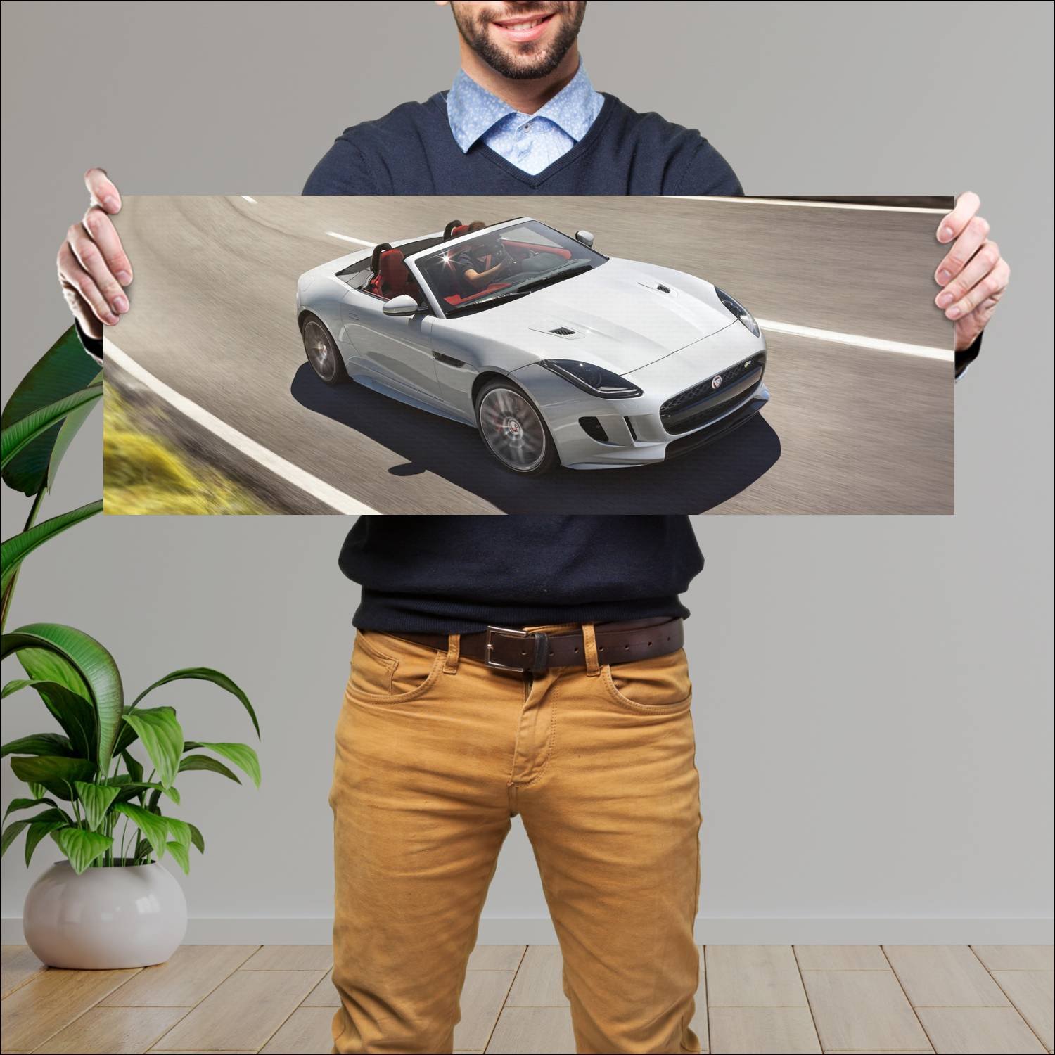 Cuadro grande 30x80cm 2015 jaguar f type r auto 377 Jaguar