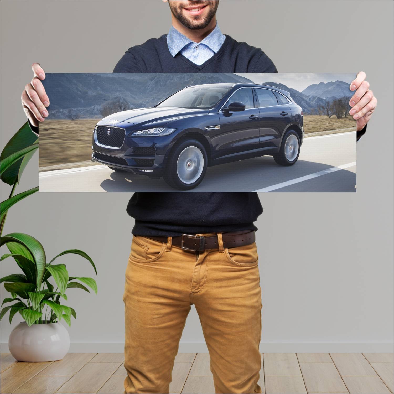 Cuadro grande 30x80cm 2016 jaguar f pace auto 411 Jaguar