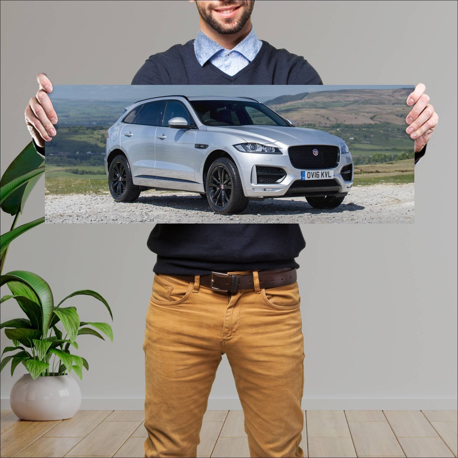 Cuadro grande 30x80cm 2016 jaguar f pace r sport u 417 Jaguar