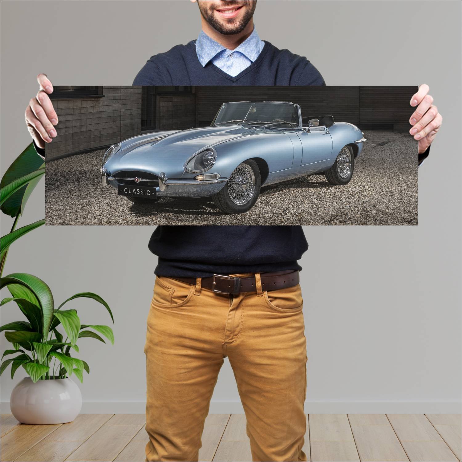 Cuadro grande 30x80cm 2017 jaguar e type zero Jaguar