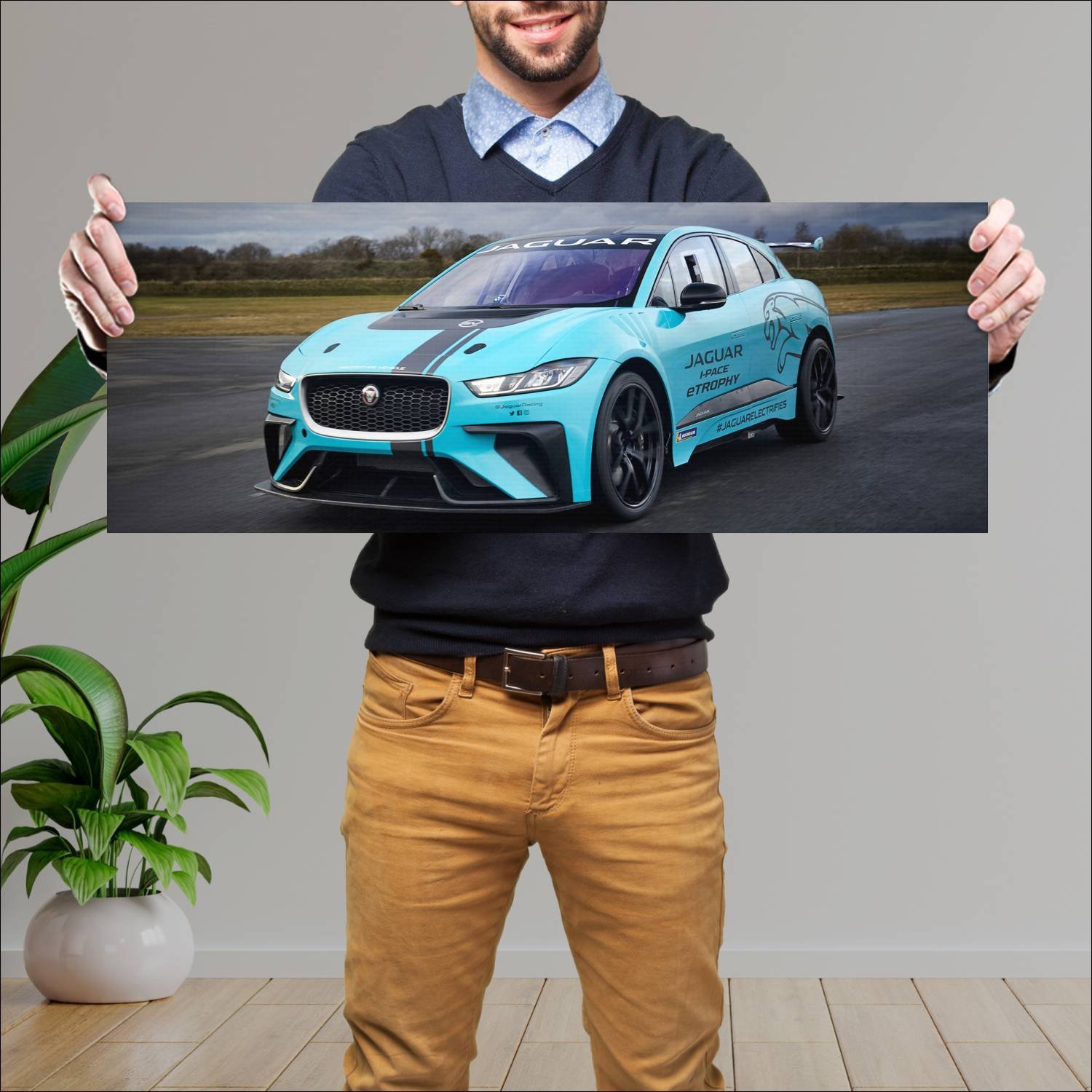 Cuadro grande 30x80cm 2017 jaguar i pace etrophy 7 472 Jaguar