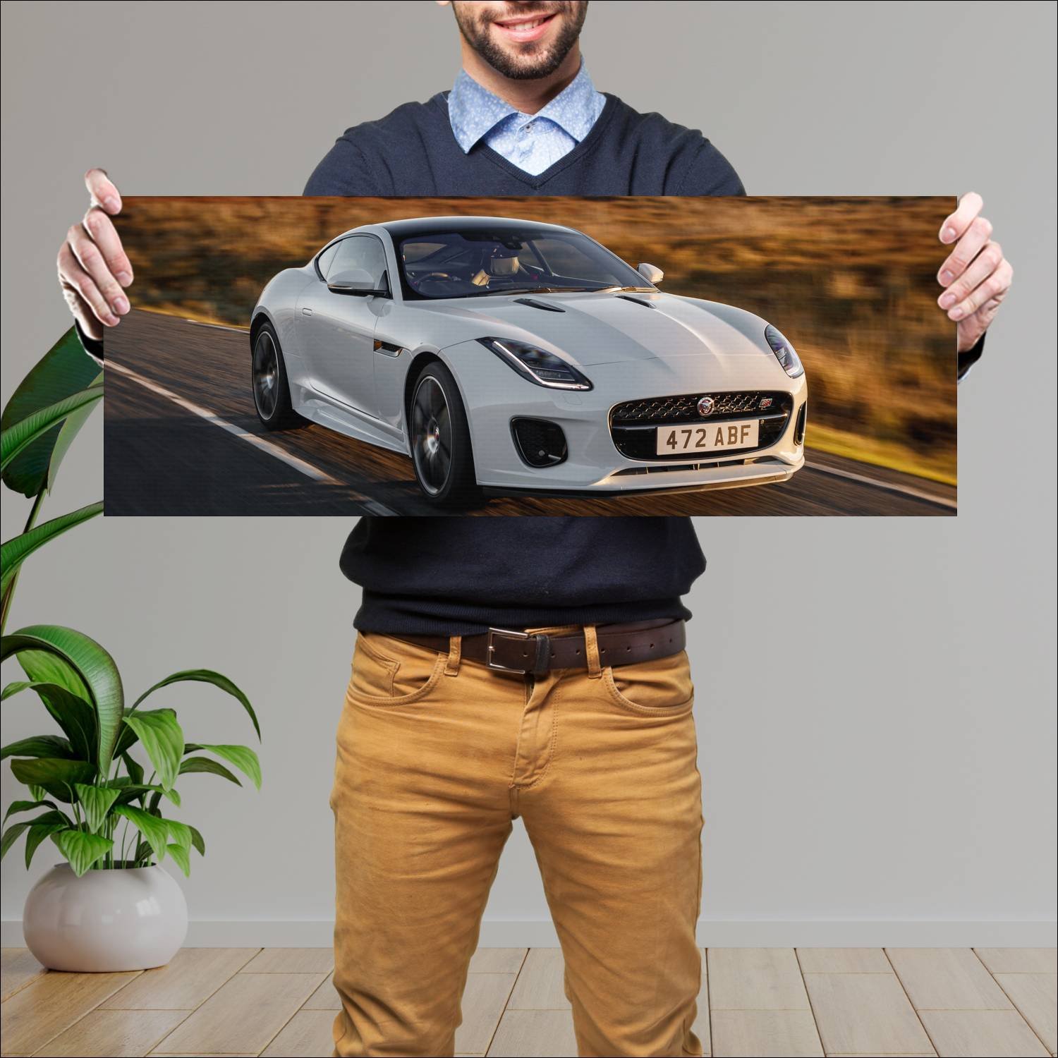 Cuadro grande 30x80cm 2018 jaguar f type coupe che 500 Jaguar