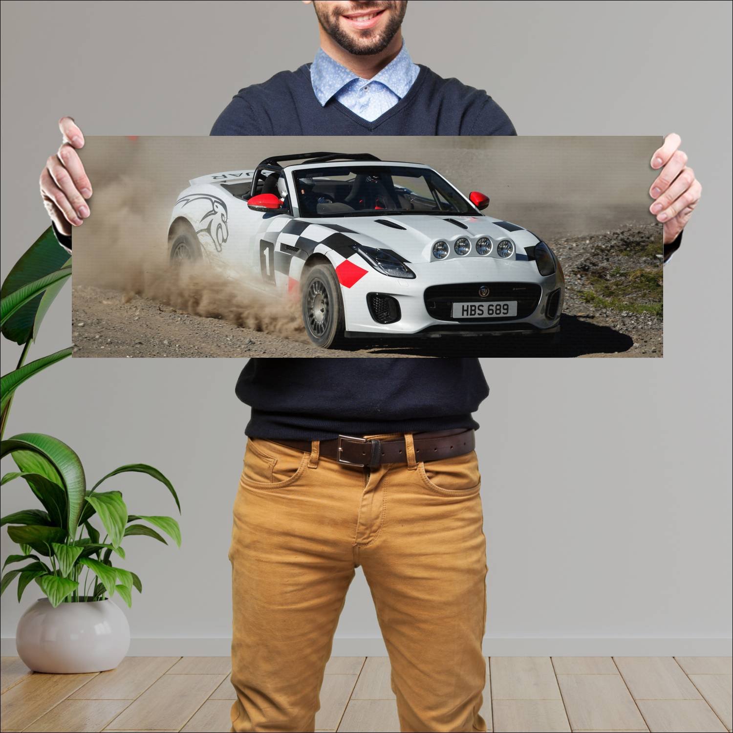 Cuadro grande 30x80cm 2018 jaguar f type rally car 505 Jaguar