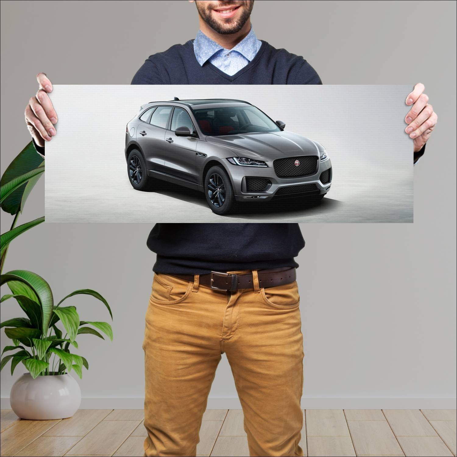 Cuadro grande 30x80cm 2019 jaguar f pace chequered 520 Jaguar