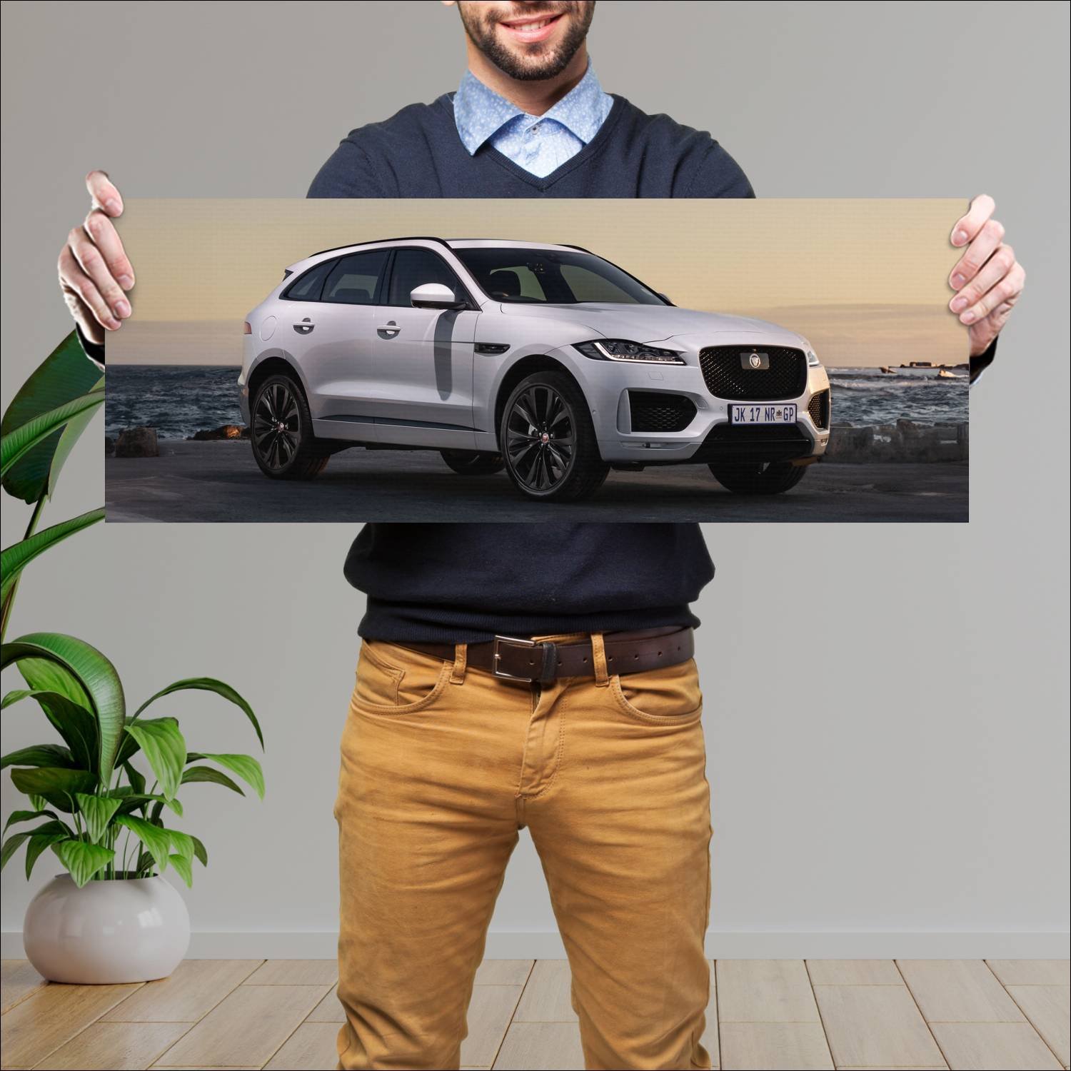 Cuadro grande 30x80cm 2020 jaguar f pace chequered 546 Jaguar