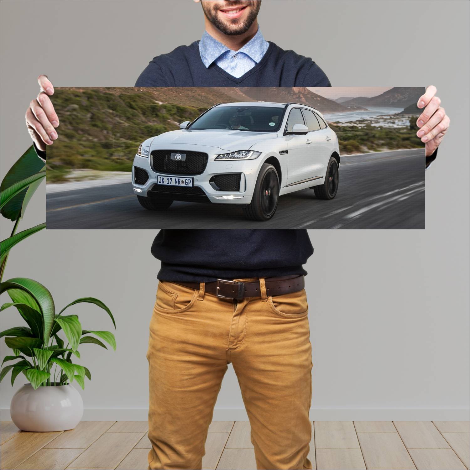 Cuadro grande 30x80cm 2020 jaguar f pace chequered 547 Jaguar