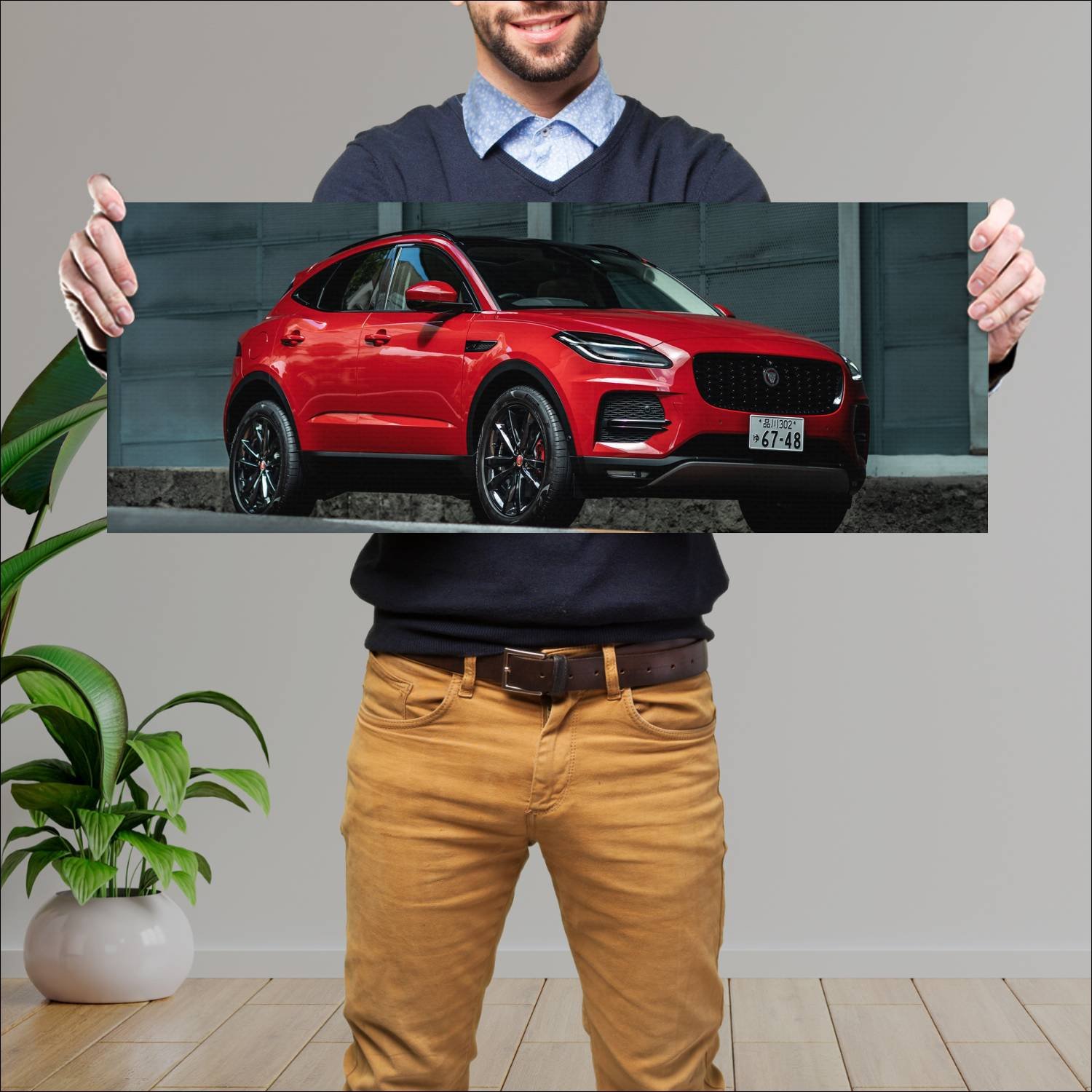 Cuadro grande 30x80cm 2021 jaguar e pace black pac 574 Jaguar