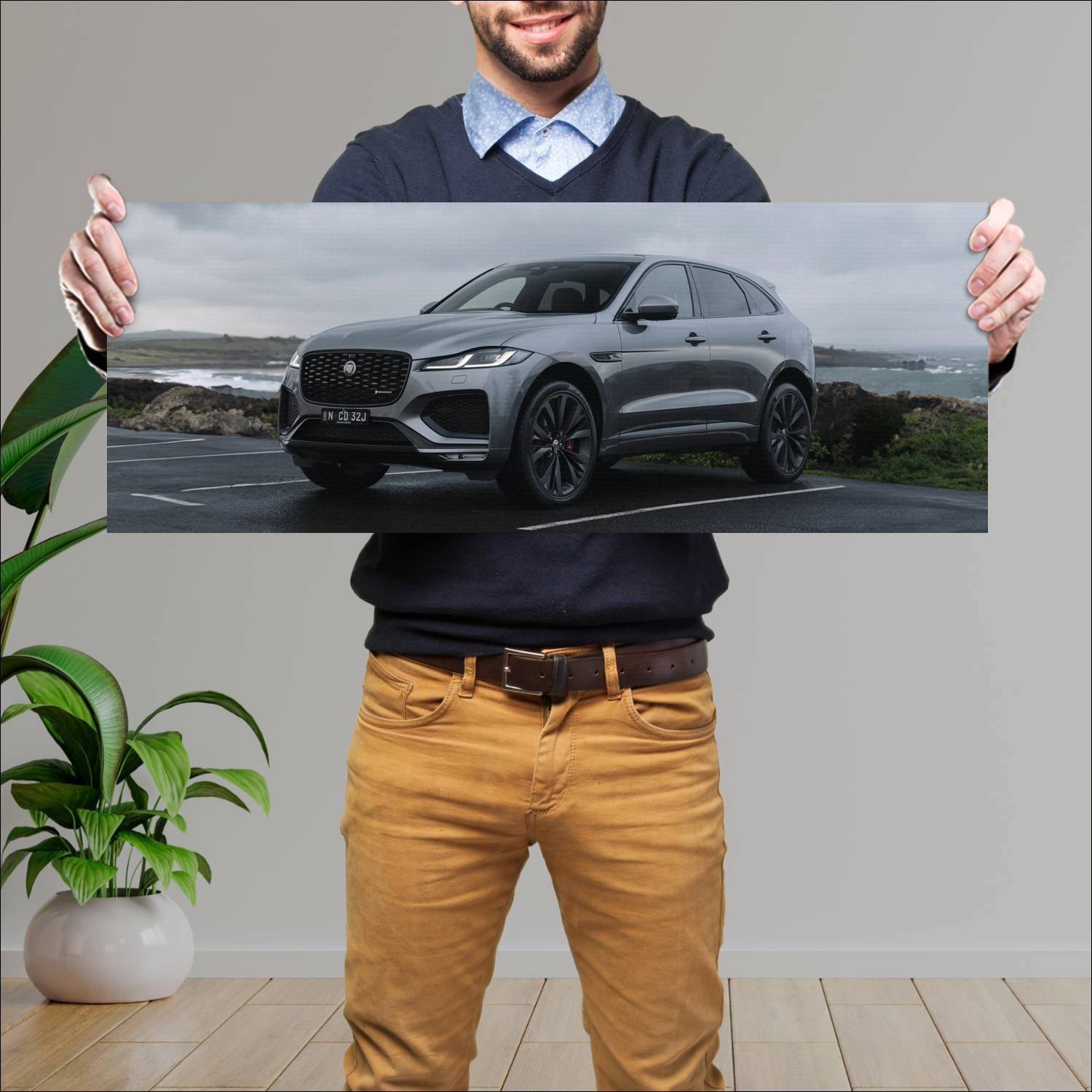 Cuadro grande 30x80cm 2021 jaguar f pace r dynamic 579 Jaguar