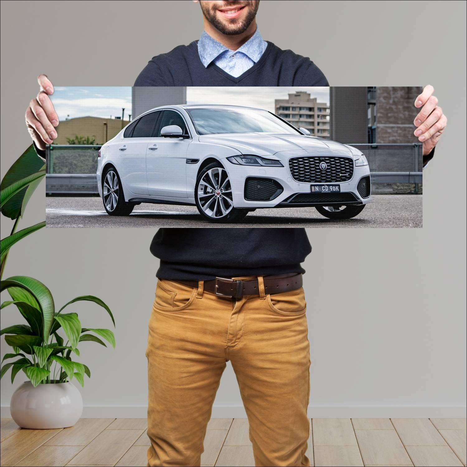 Cuadro grande 30x80cm 2021 jaguar xf r dynamic au 587 Jaguar