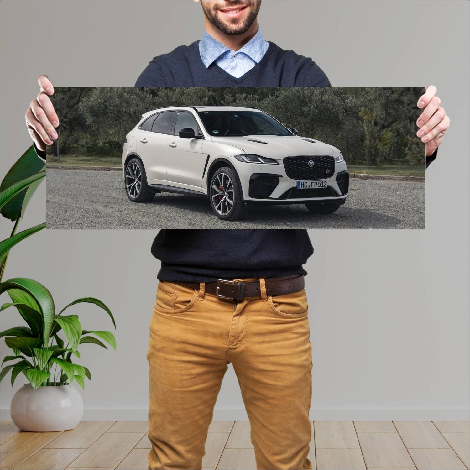 Cuadro grande 30x80cm 2022 jaguar f pace svr alpin 592 Jaguar