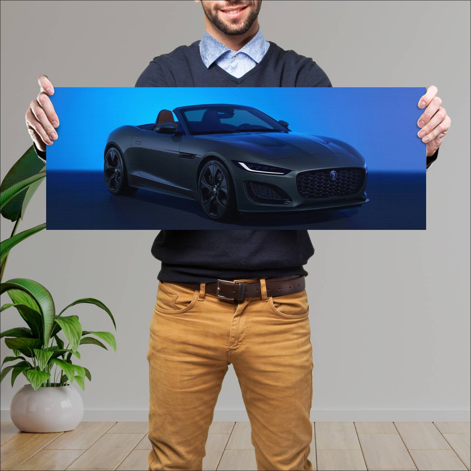 Cuadro grande 30x80cm 2022 jaguar f type 75 conver 595 Jaguar