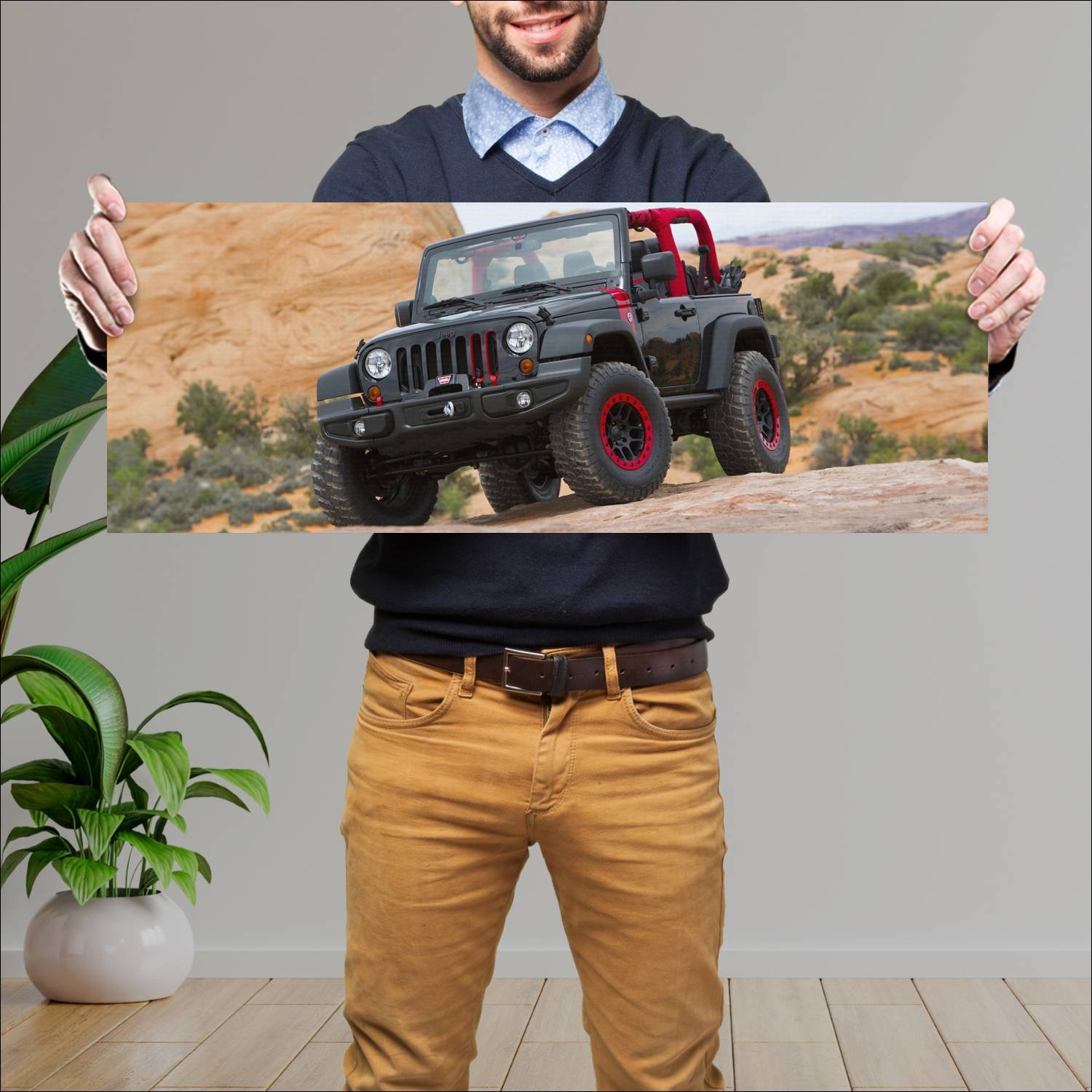 Cuadro grande 30x80cm 2014 jeep wrangler level red 61 Jeep