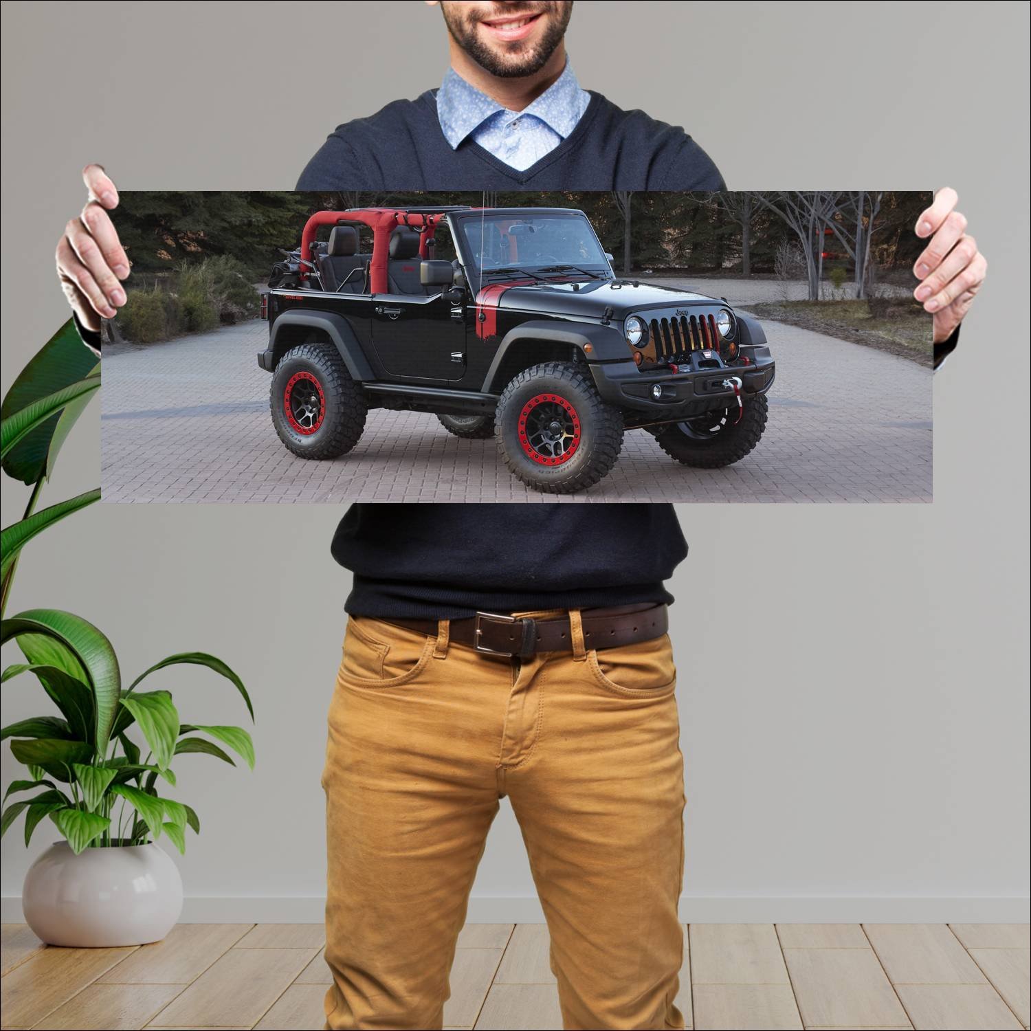 Cuadro grande 30x80cm 2014 jeep wrangler level red 62 Jeep