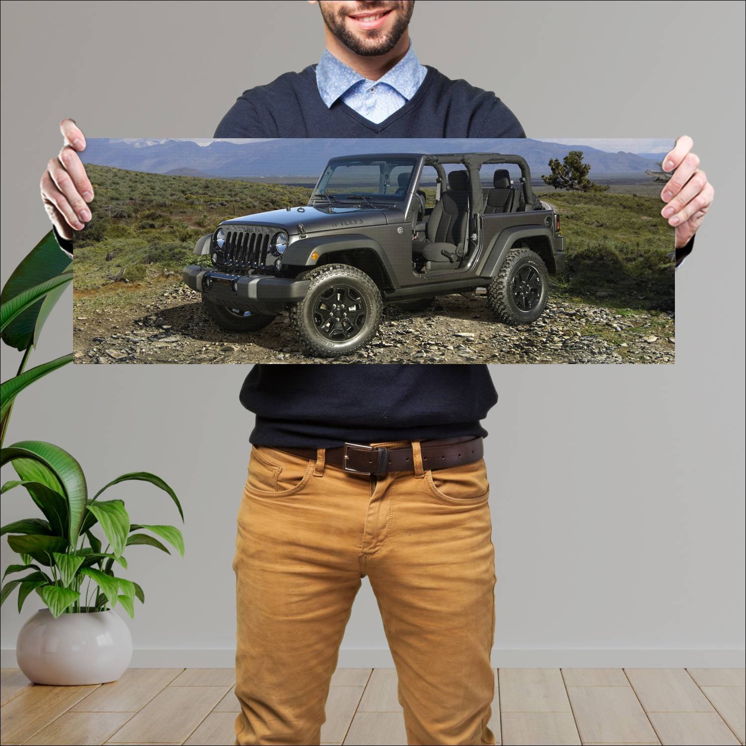Cuadro grande 30x80cm 2014 jeep wrangler willys wh 65 Jeep