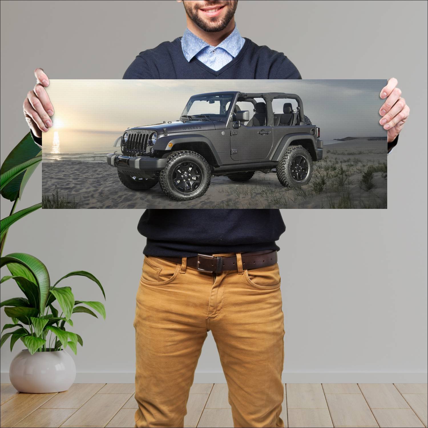 Cuadro grande 30x80cm 2014 jeep wrangler willys wh 66 Jeep