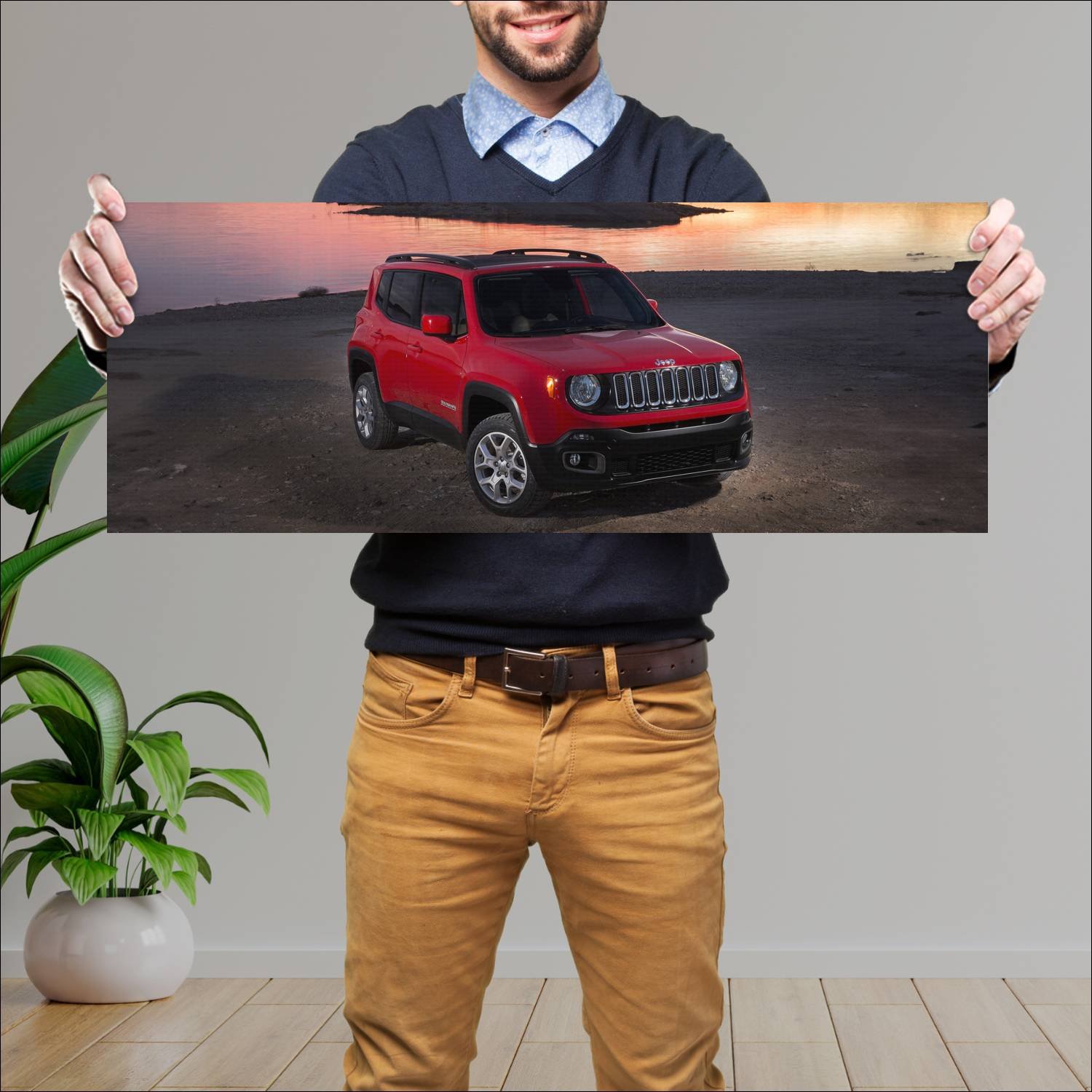 Cuadro grande 30x80cm 2015 jeep renegade latitude 68 Jeep