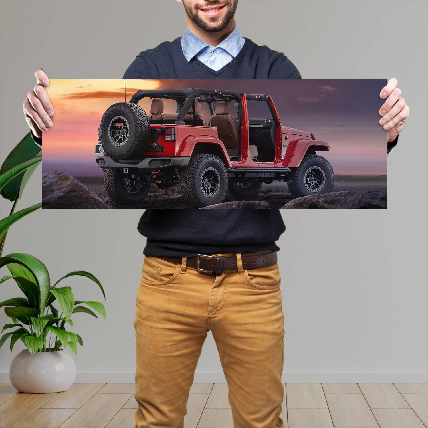 Cuadro grande 30x80cm 2015 jeep wrangler red rock 71 Jeep
