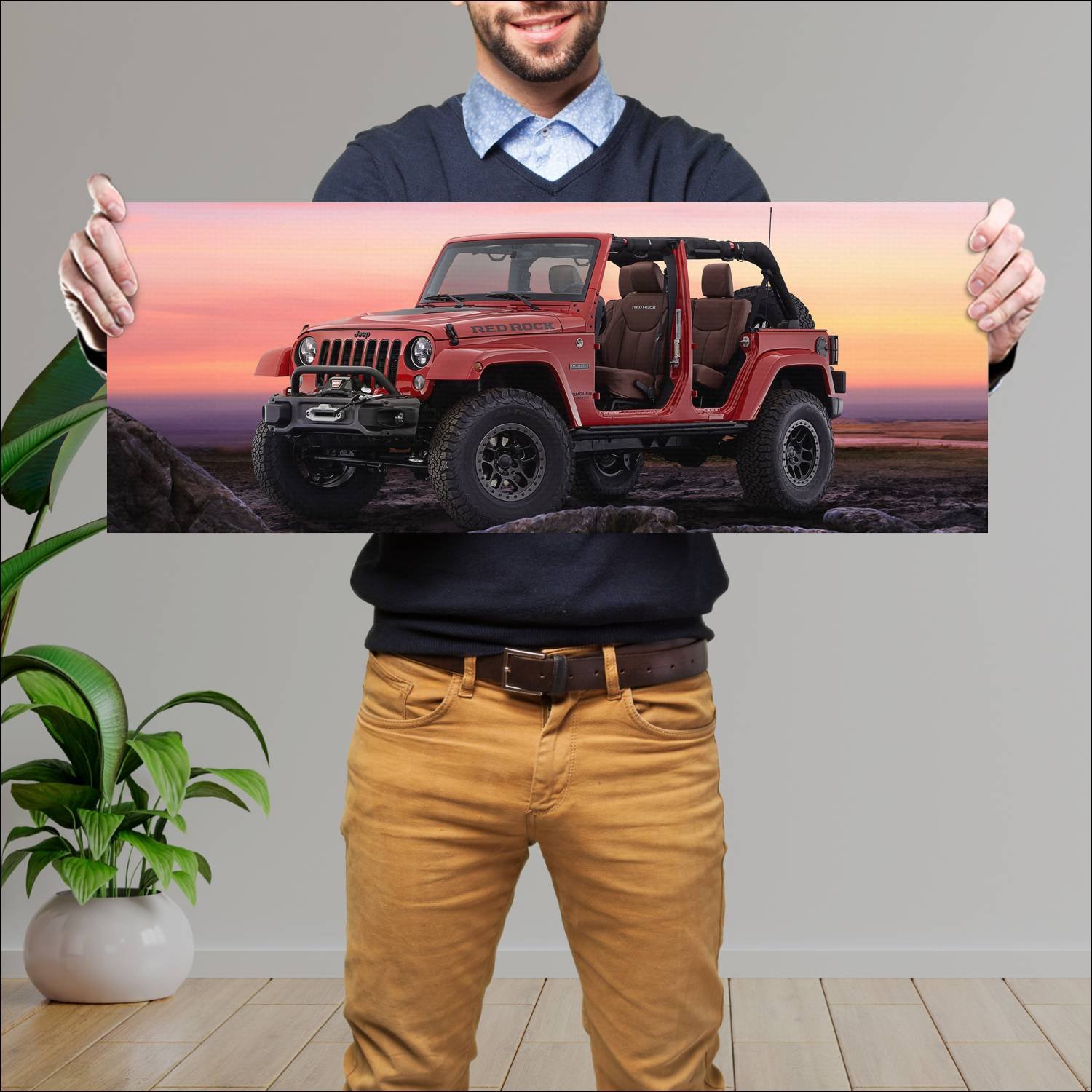 Cuadro grande 30x80cm 2015 jeep wrangler red rock 72 Jeep