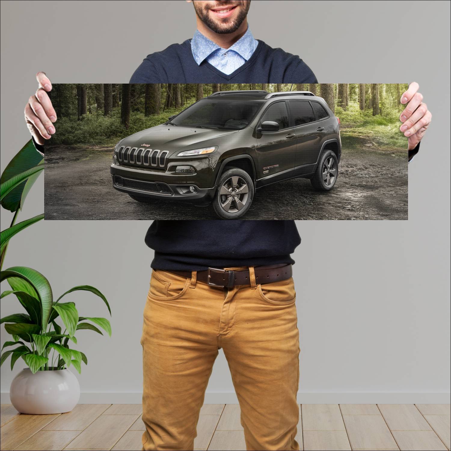 Cuadro grande 30x80cm 2016 jeep cherokee 75th anni 74 Jeep
