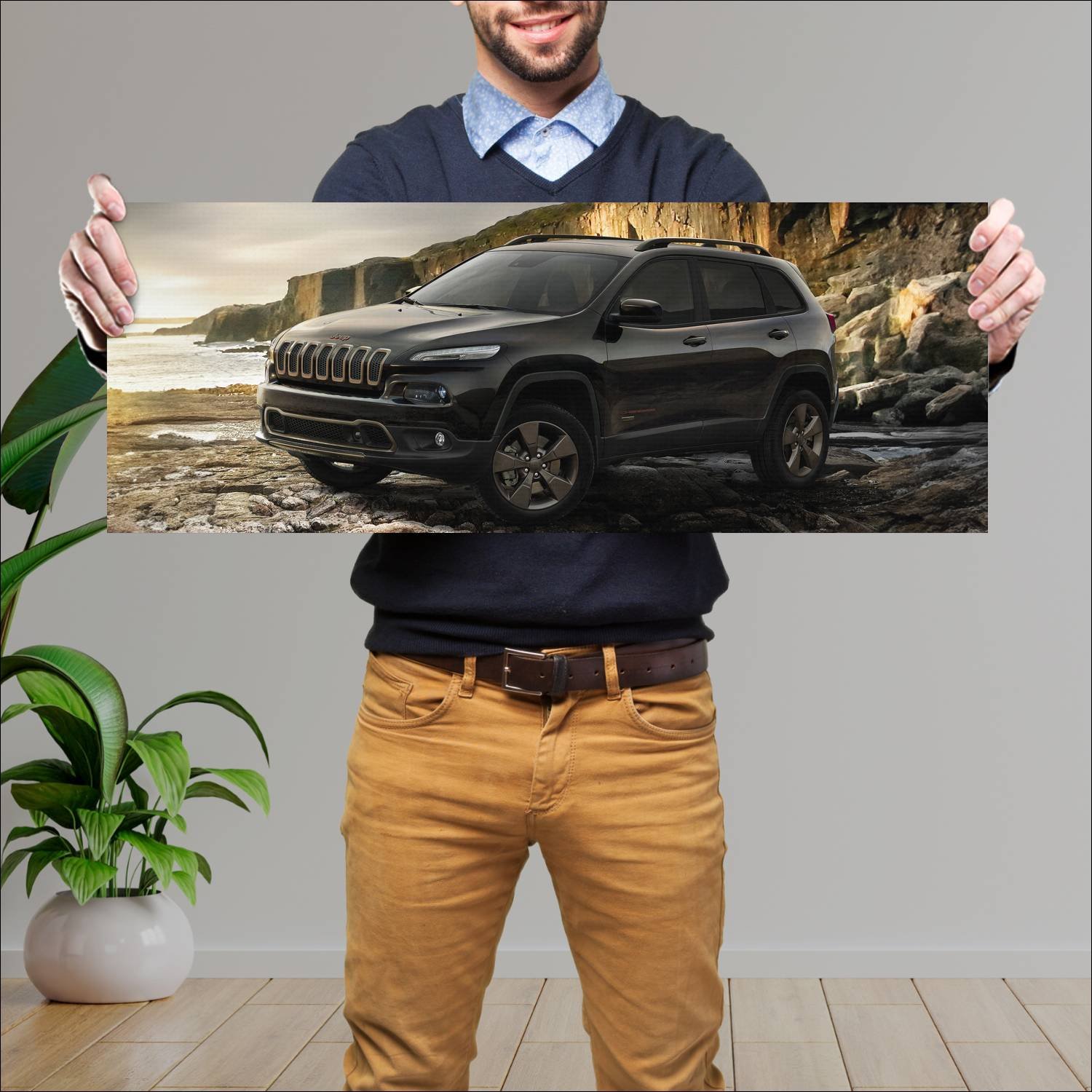 Cuadro grande 30x80cm 2016 jeep cherokee 75th anni 75 Jeep