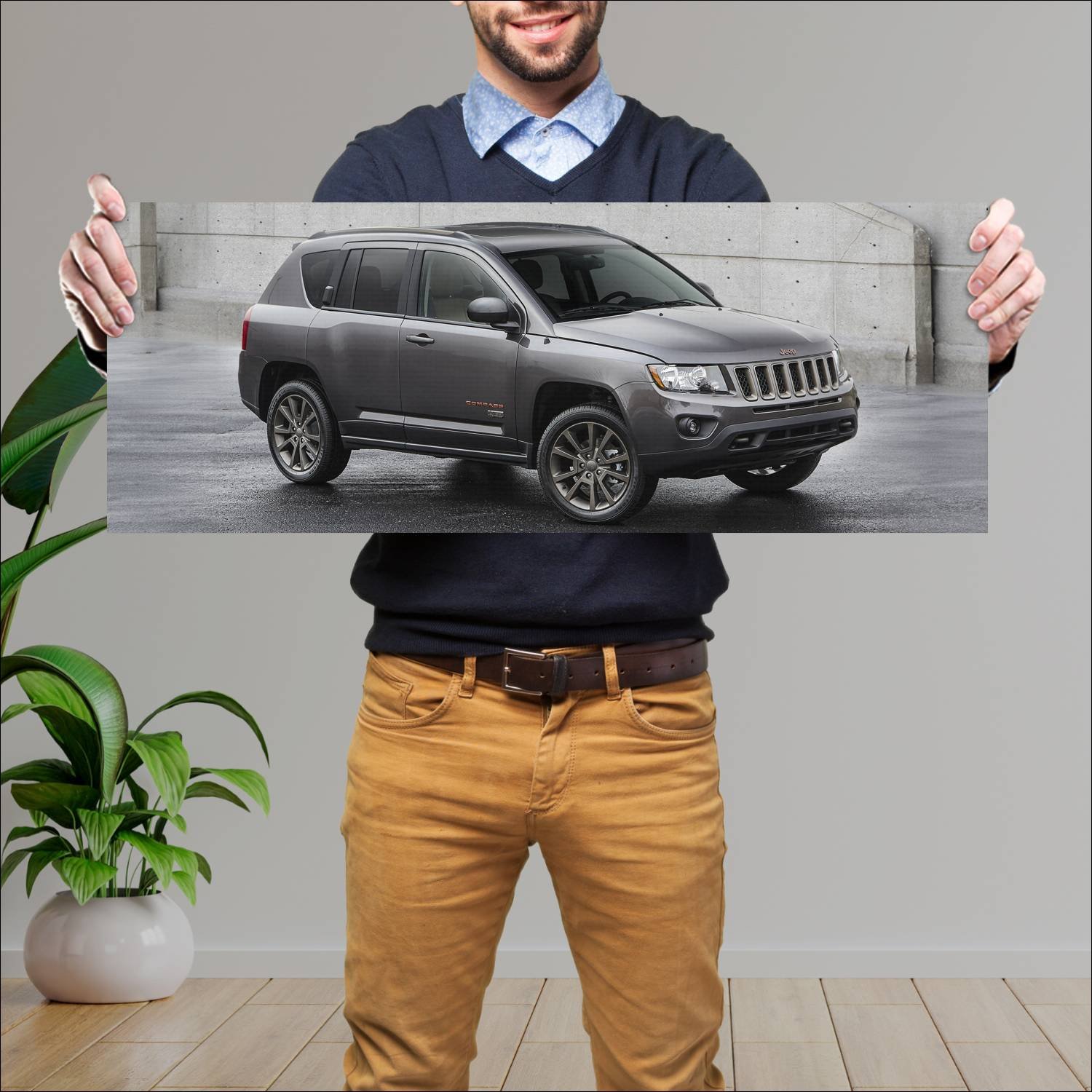 Cuadro grande 30x80cm 2016 jeep compass 75th anniv 76 Jeep