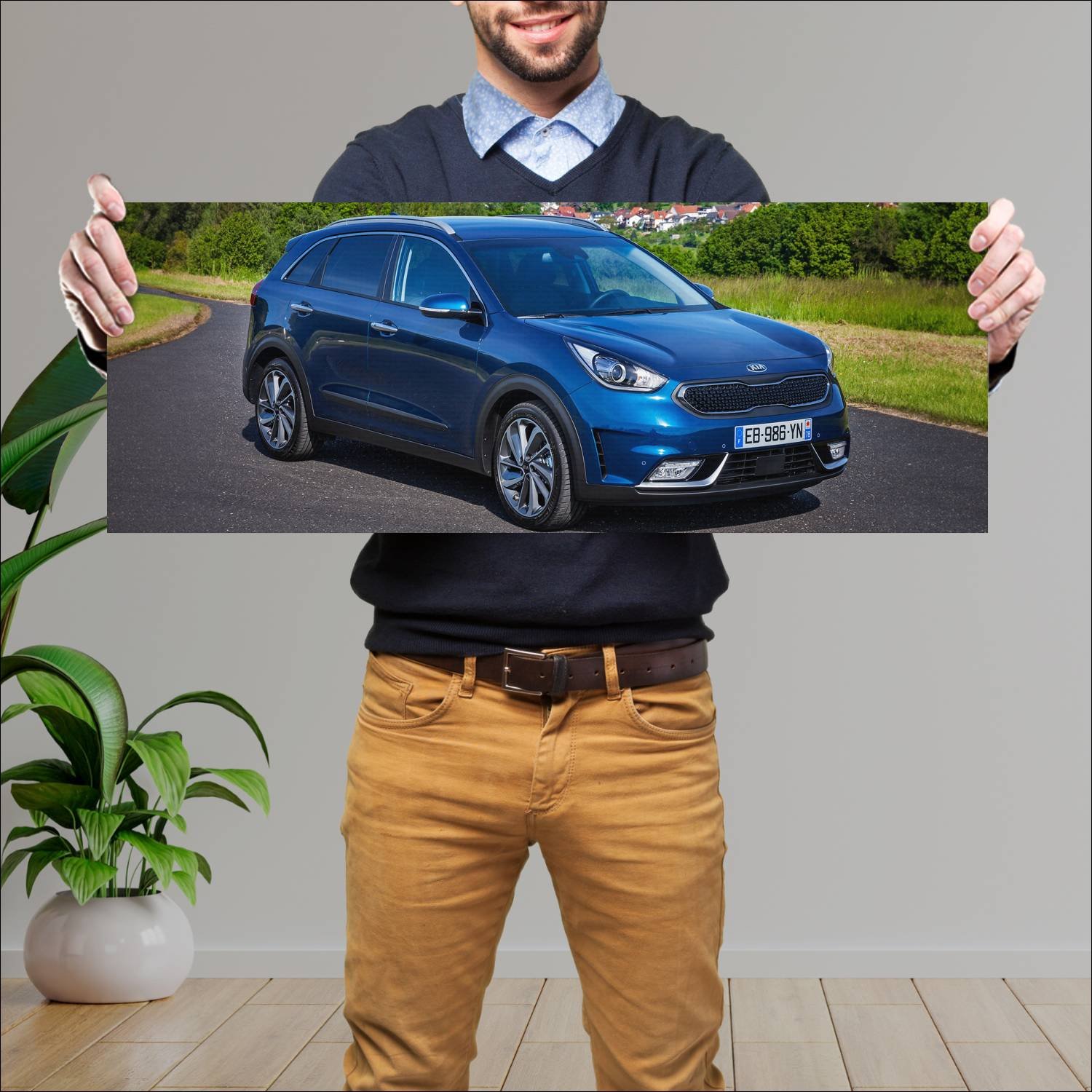 Cuadro grande 30x80cm 2016 kia niro auto 98 Kia