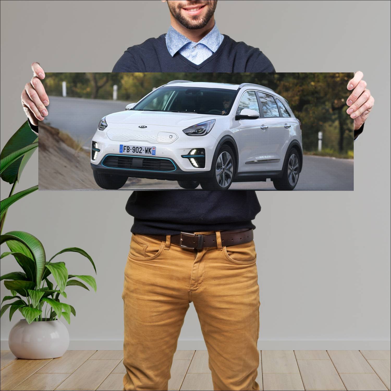 Cuadro grande 30x80cm 2019 kia e niro auto 185 Kia