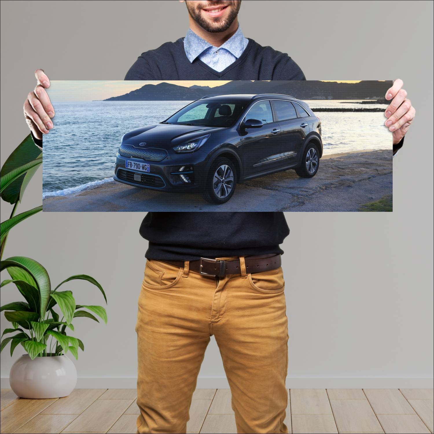 Cuadro grande 30x80cm 2019 kia e niro auto 186 Kia