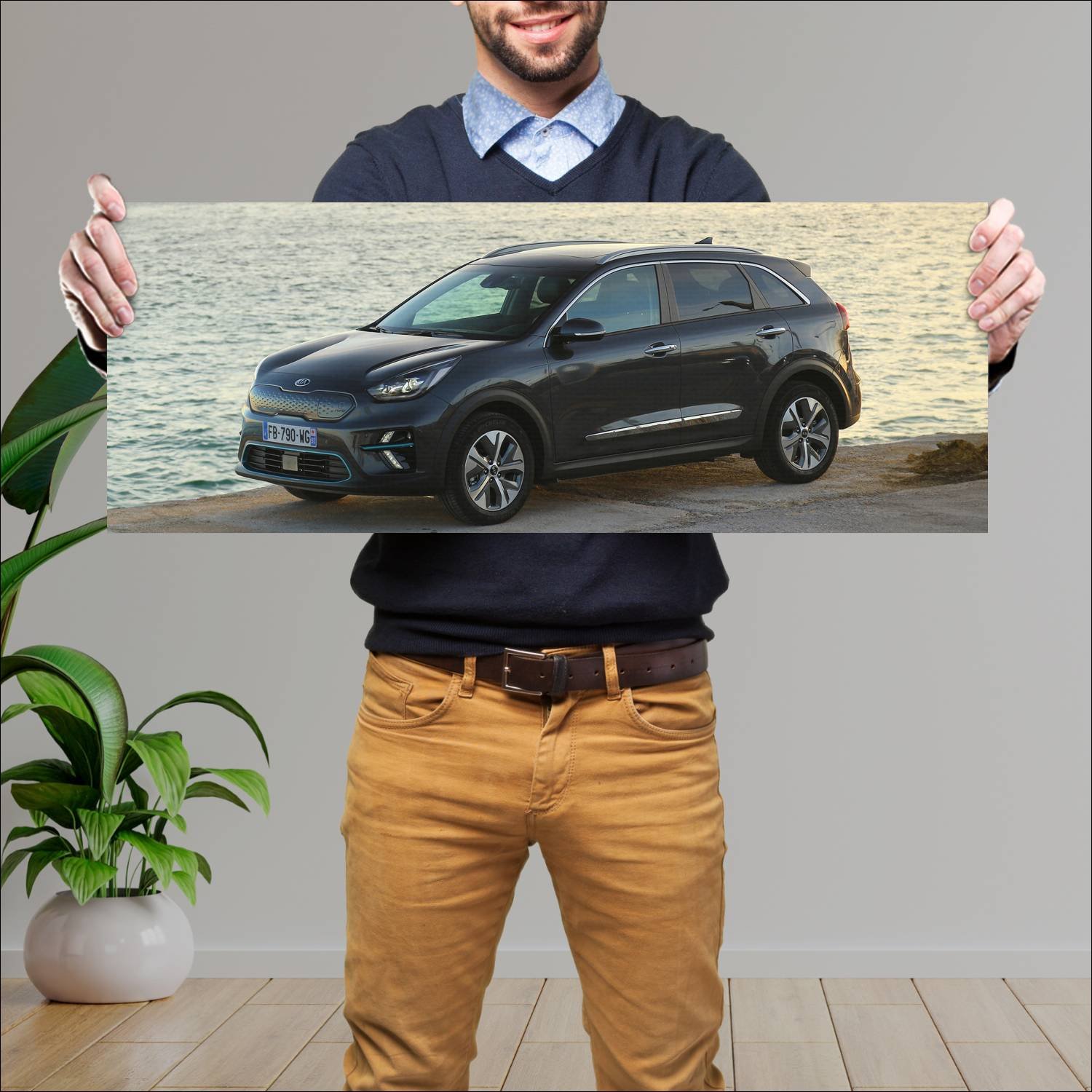 Cuadro grande 30x80cm 2019 kia e niro auto 187 Kia