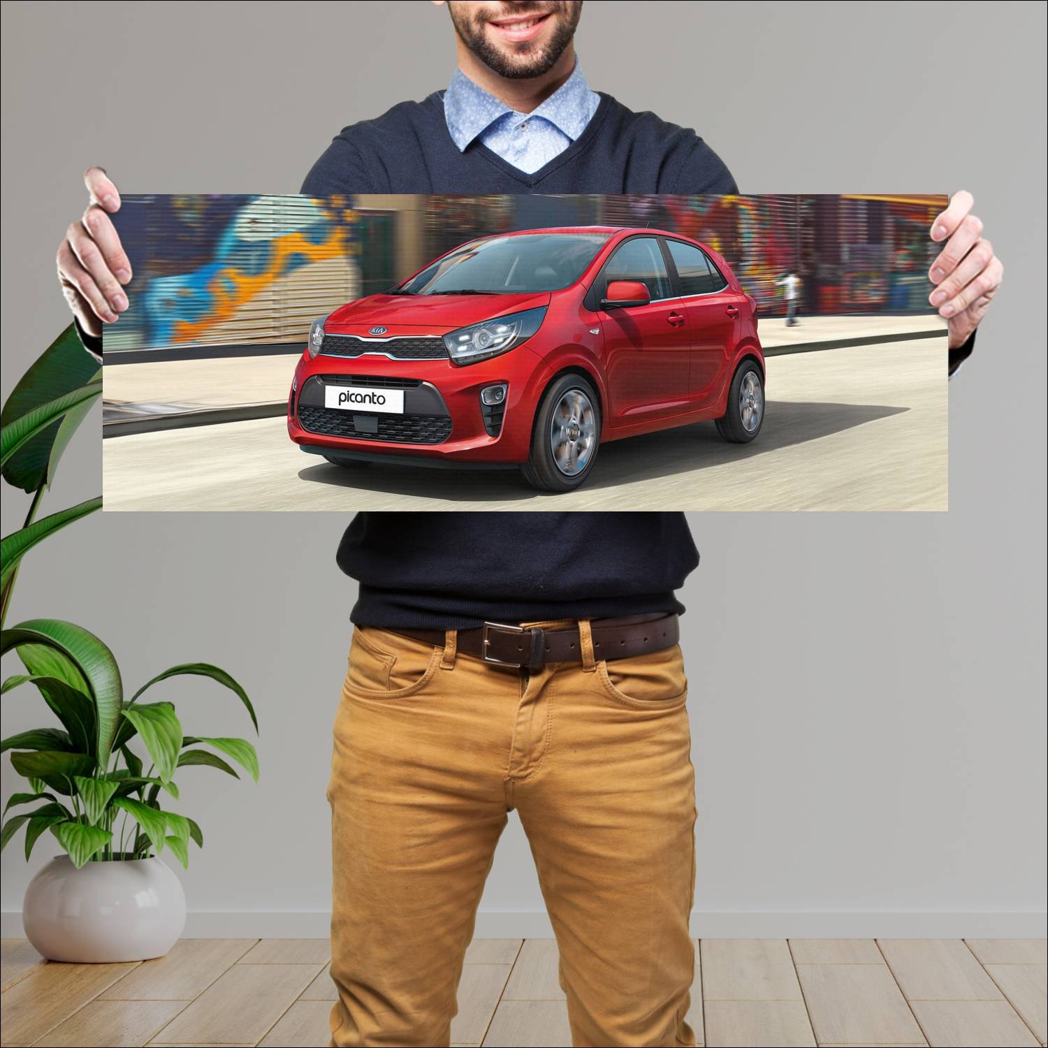 Cuadro grande 30x80cm 2020 kia picanto auto 222 Kia