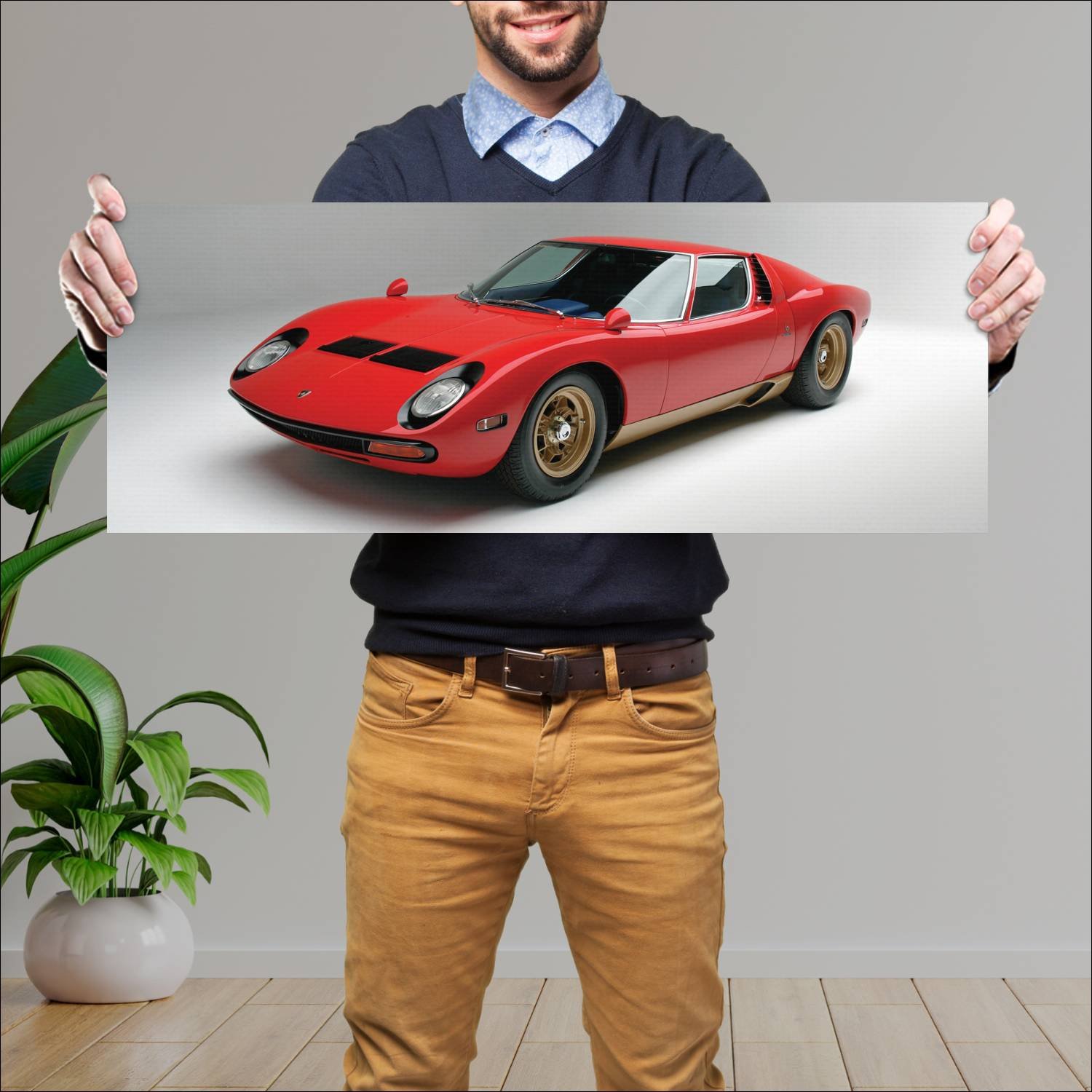 Cuadro grande 30x80cm 1971 lamborghini miura sv us 42 Lamborghini