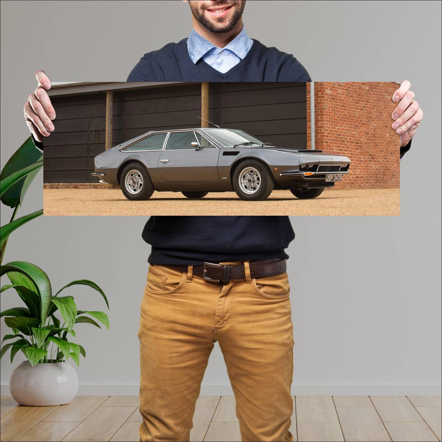 Cuadro grande 30x80cm 1972 lamborghini jarama s uk 50 Lamborghini