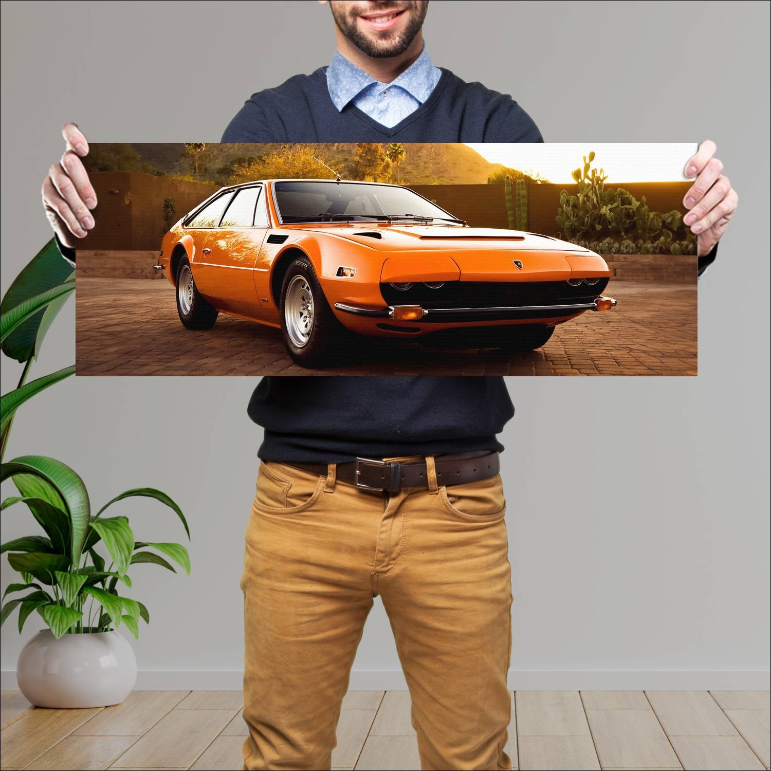 Cuadro grande 30x80cm 1972 lamborghini jarama s us 51 Lamborghini