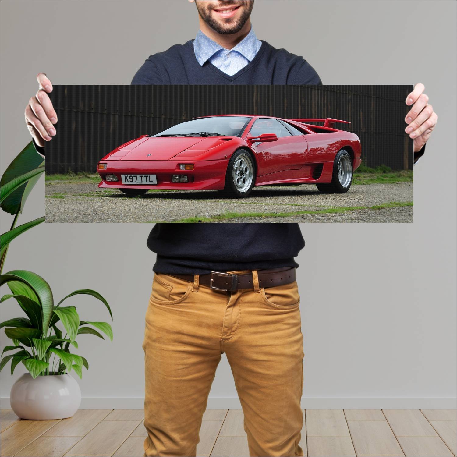 Cuadro grande 30x80cm 1990 lamborghini diablo uk 4 96 Lamborghini