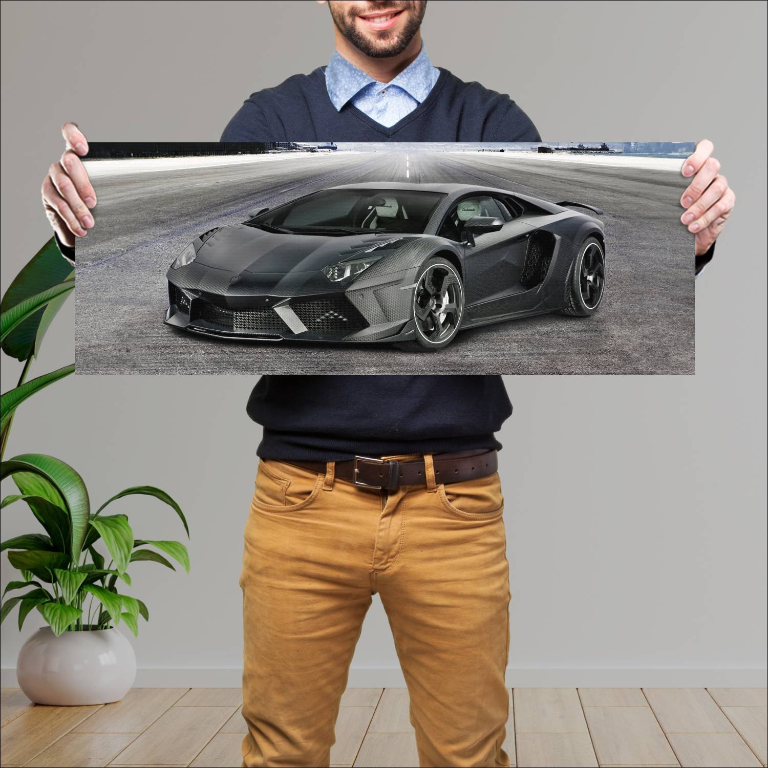 Cuadro grande 30x80cm 2012 mansory carbonado auto 265 Lamborghini
