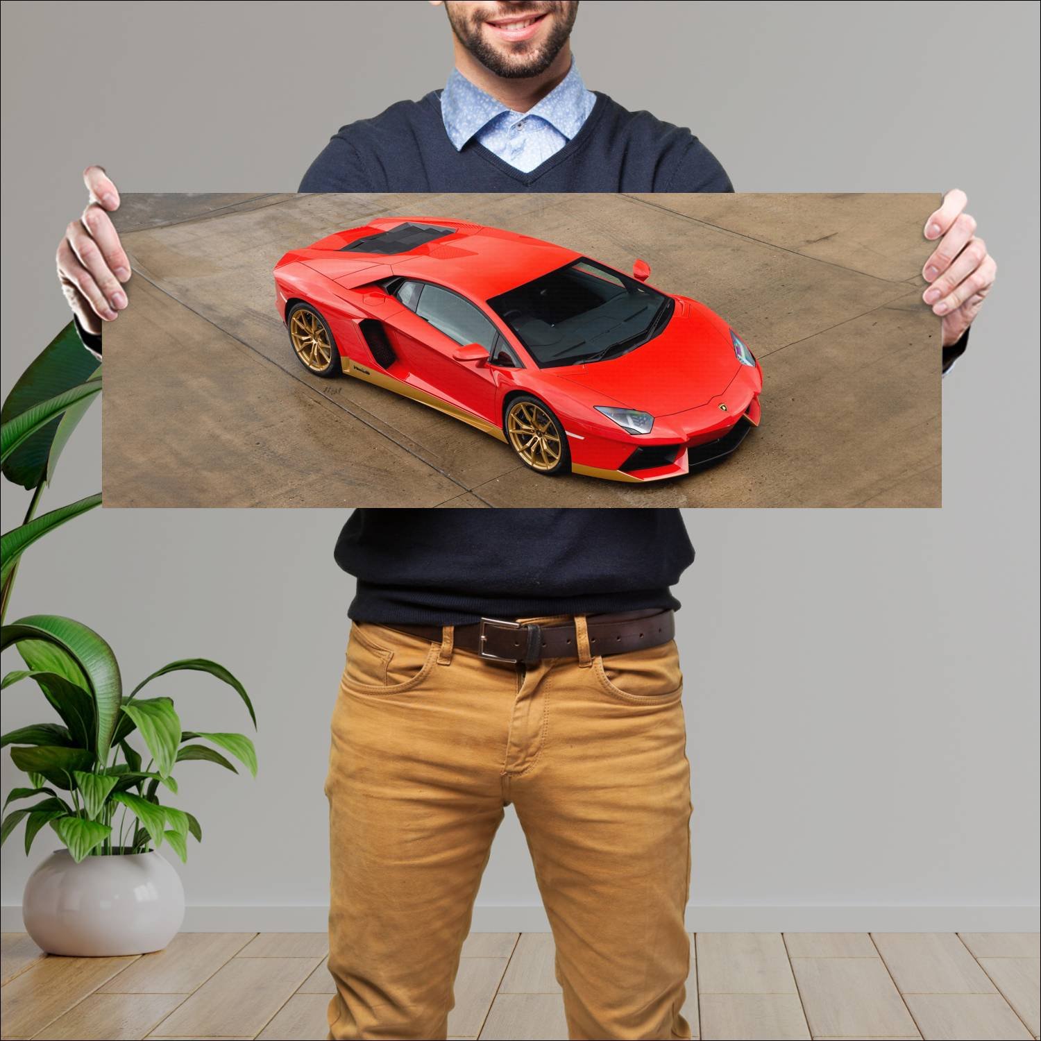 Cuadro grande 30x80cm 2016 lamborghini aventador l 355 Lamborghini