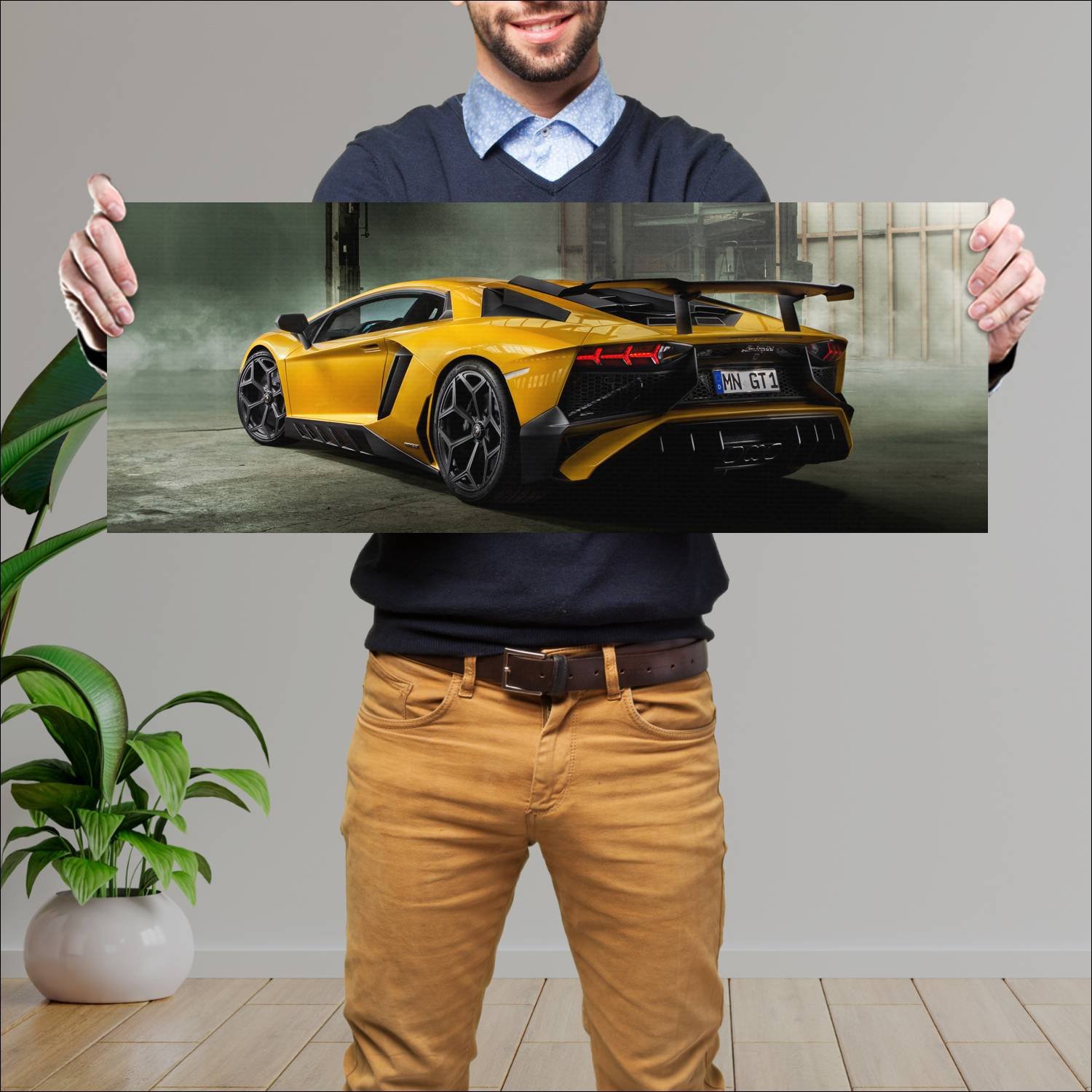 Cuadro grande 30x80cm 2016 lamborghini aventador l 358 Lamborghini