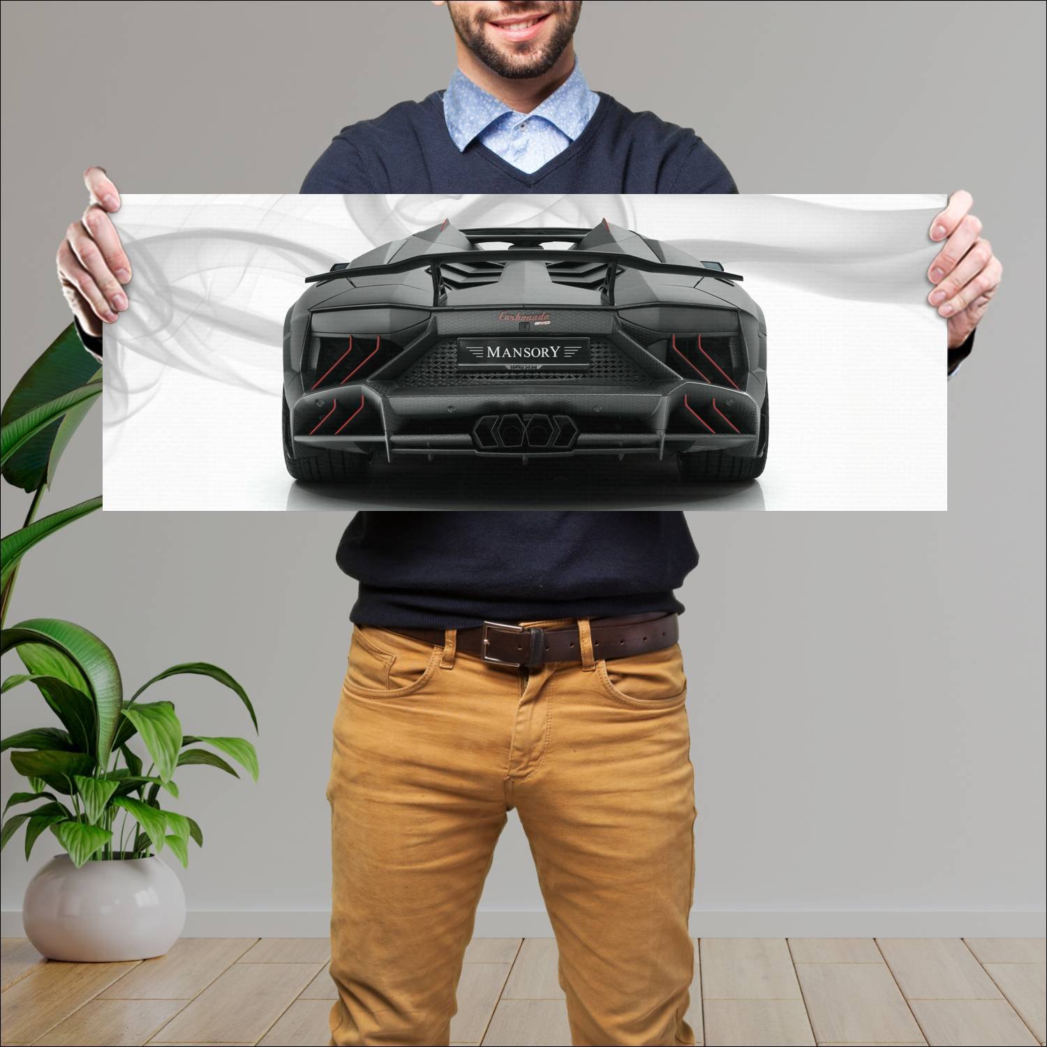 Cuadro grande 30x80cm 2019 mansory carbonado evo 8 476 Lamborghini
