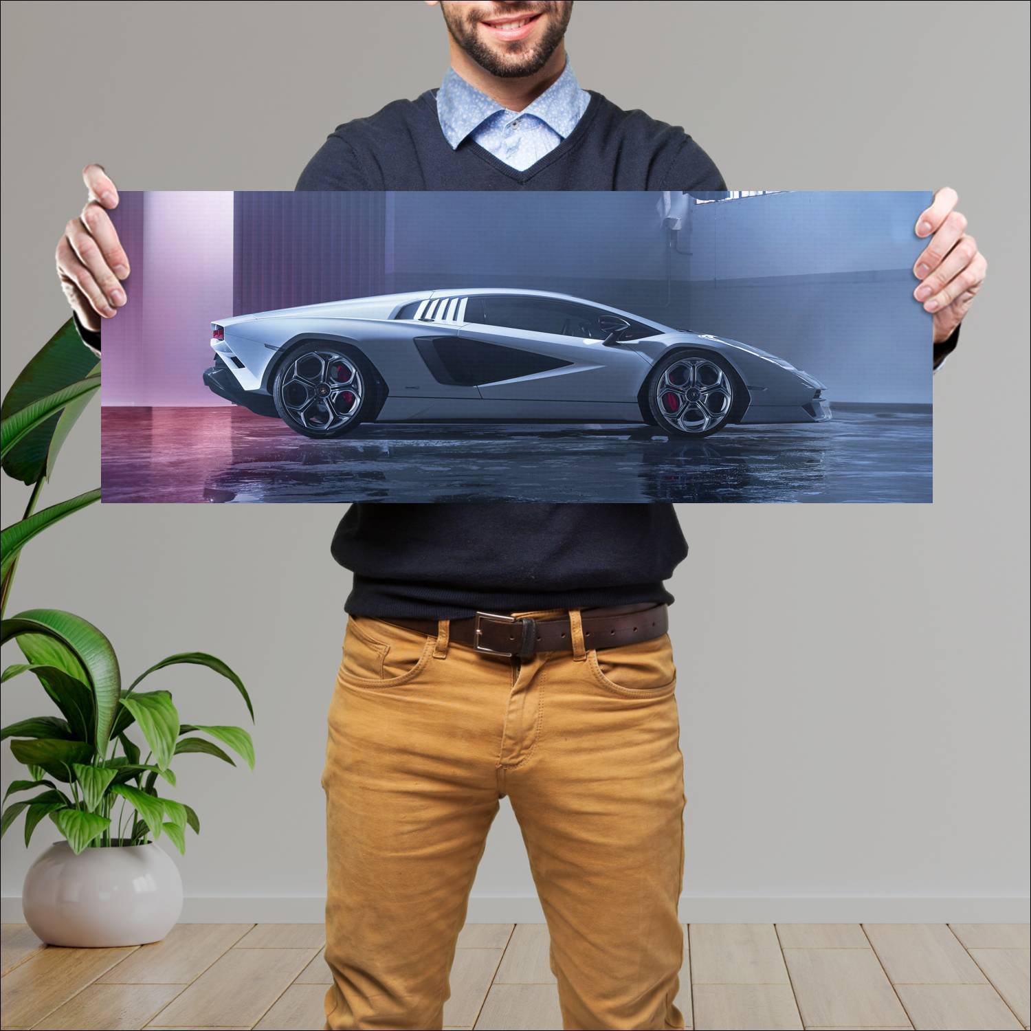 Cuadro grande 30x80cm 2021 lamborghini countach lp 521 Lamborghini