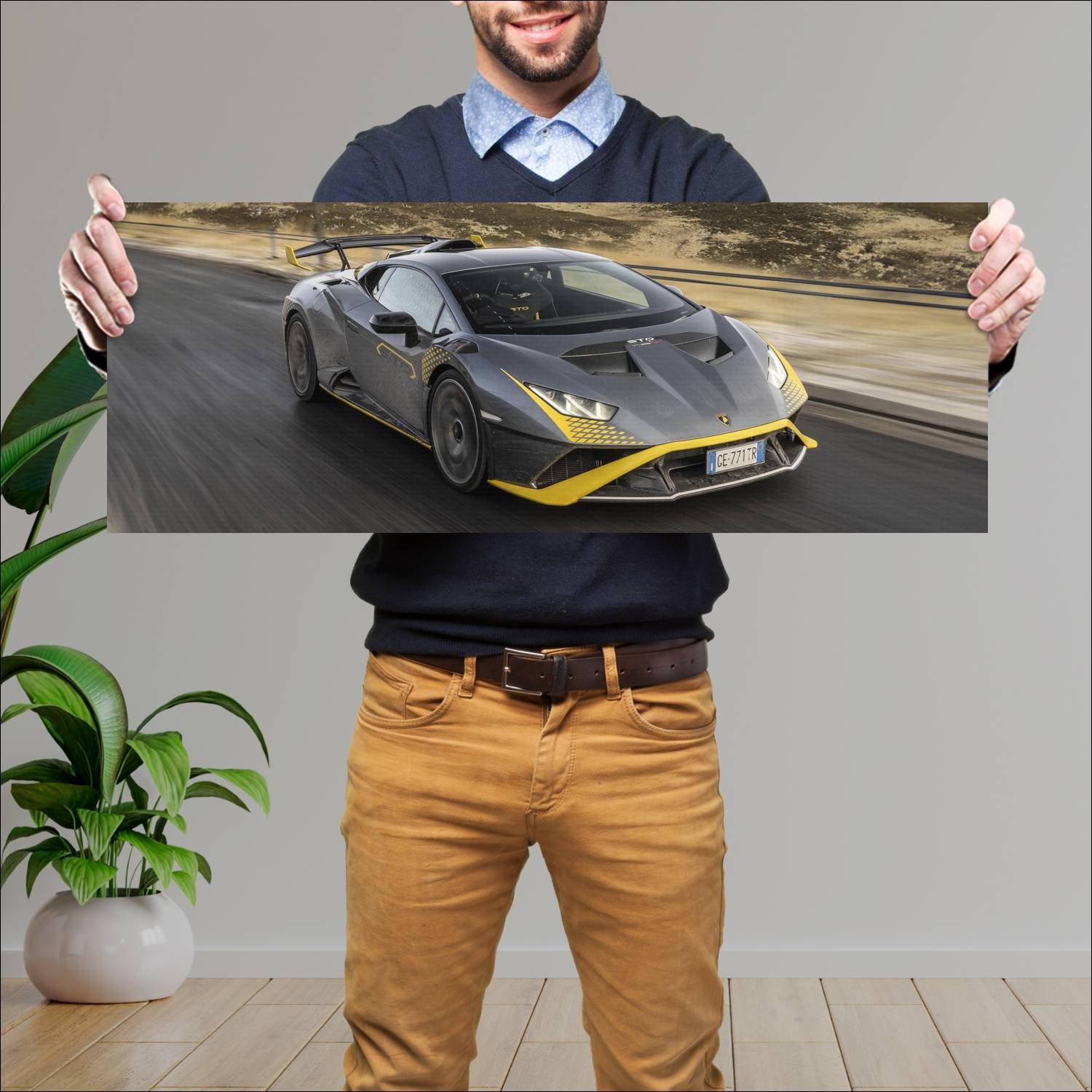 Cuadro grande 30x80cm 2021 lamborghini huracan sto 533 Lamborghini