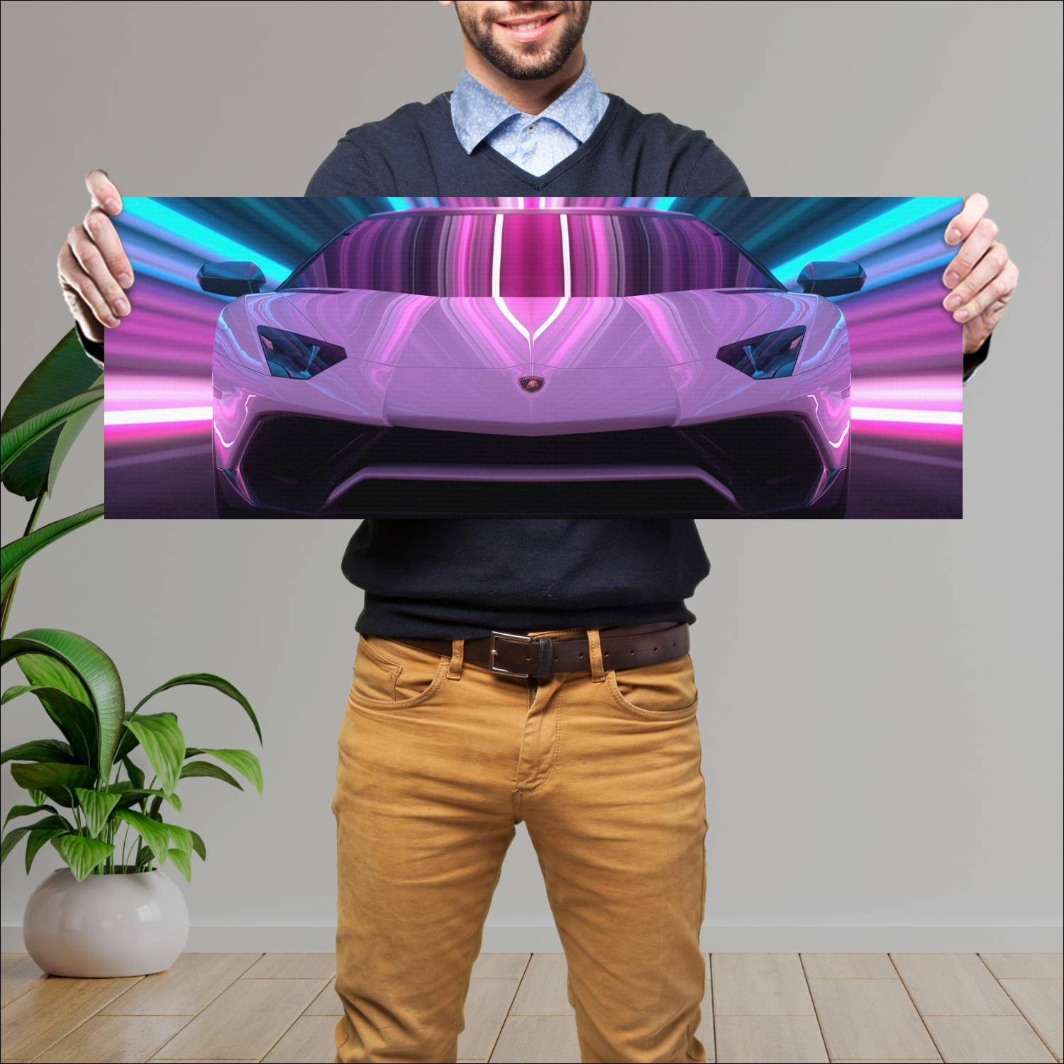 Cuadro grande 30x80cm lamborghini Luces Lamborghini