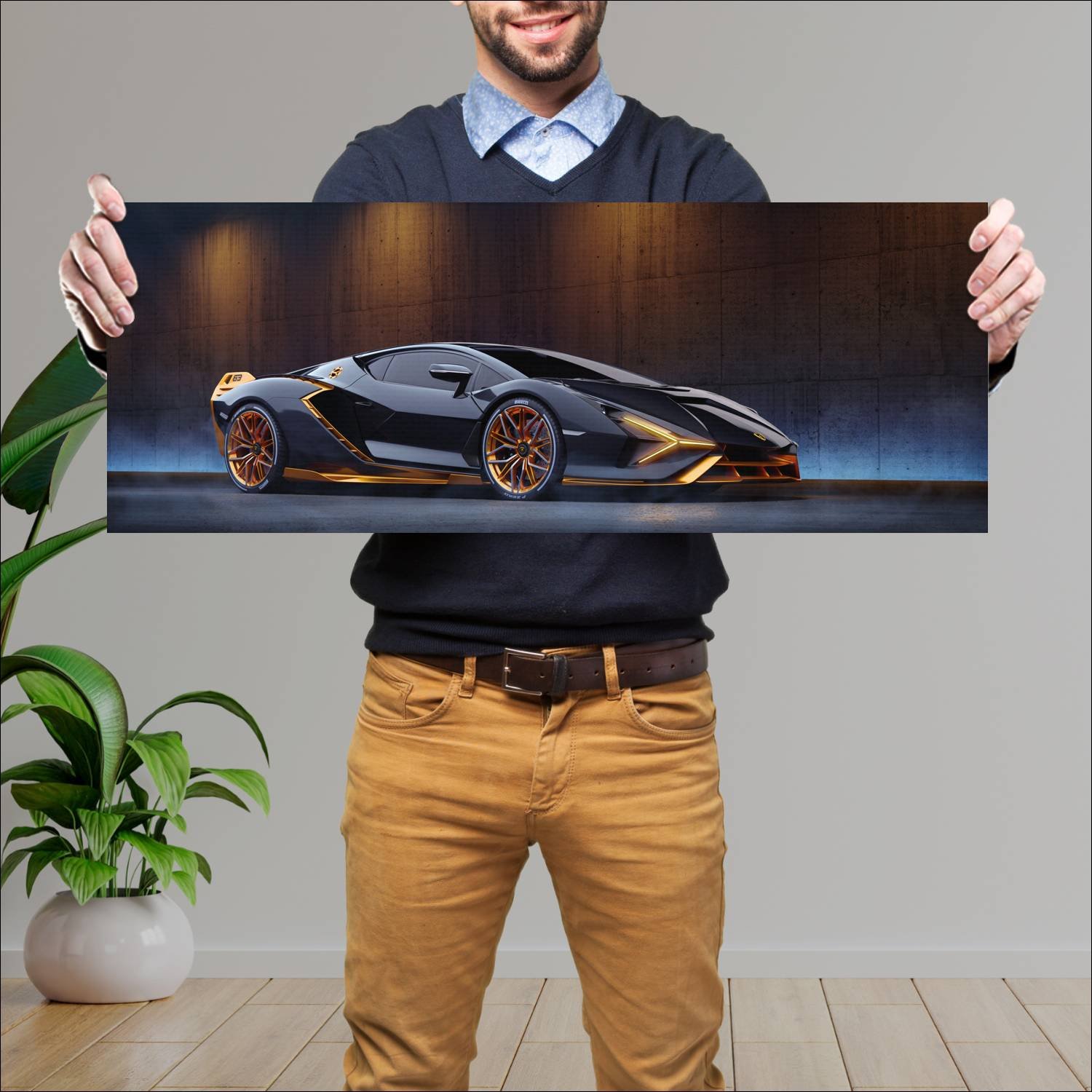 Cuadro grande 30x80cm Auto Lamborghini Sian FKP37 Lamborghini