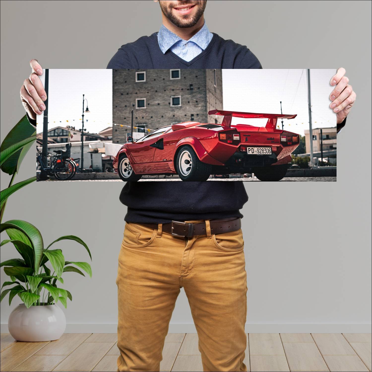 Cuadro grande 30x80cm 1985 Lamborghini Countach QV 003 Lamborghini