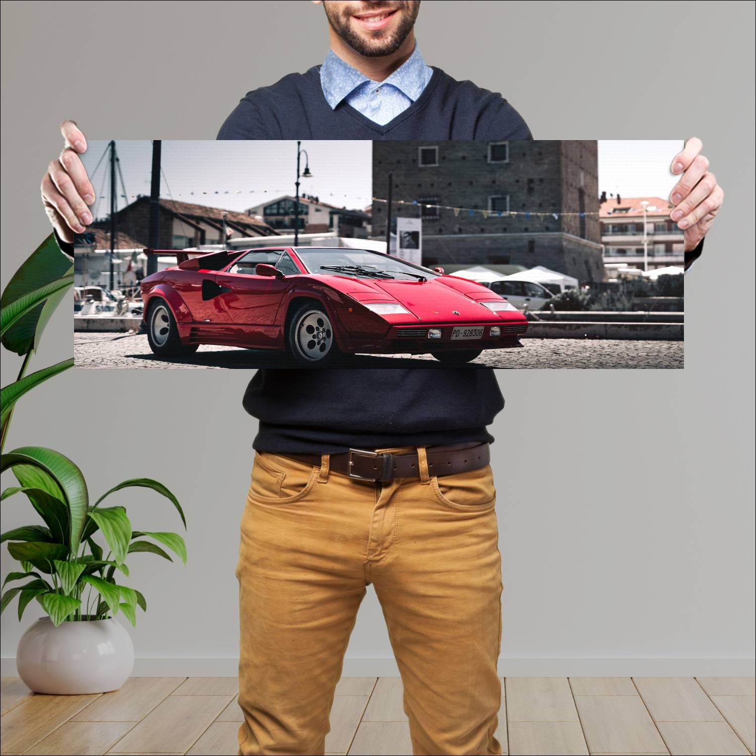Cuadro grande 30x80cm 1985 Lamborghini Countach QV 004 Lamborghini