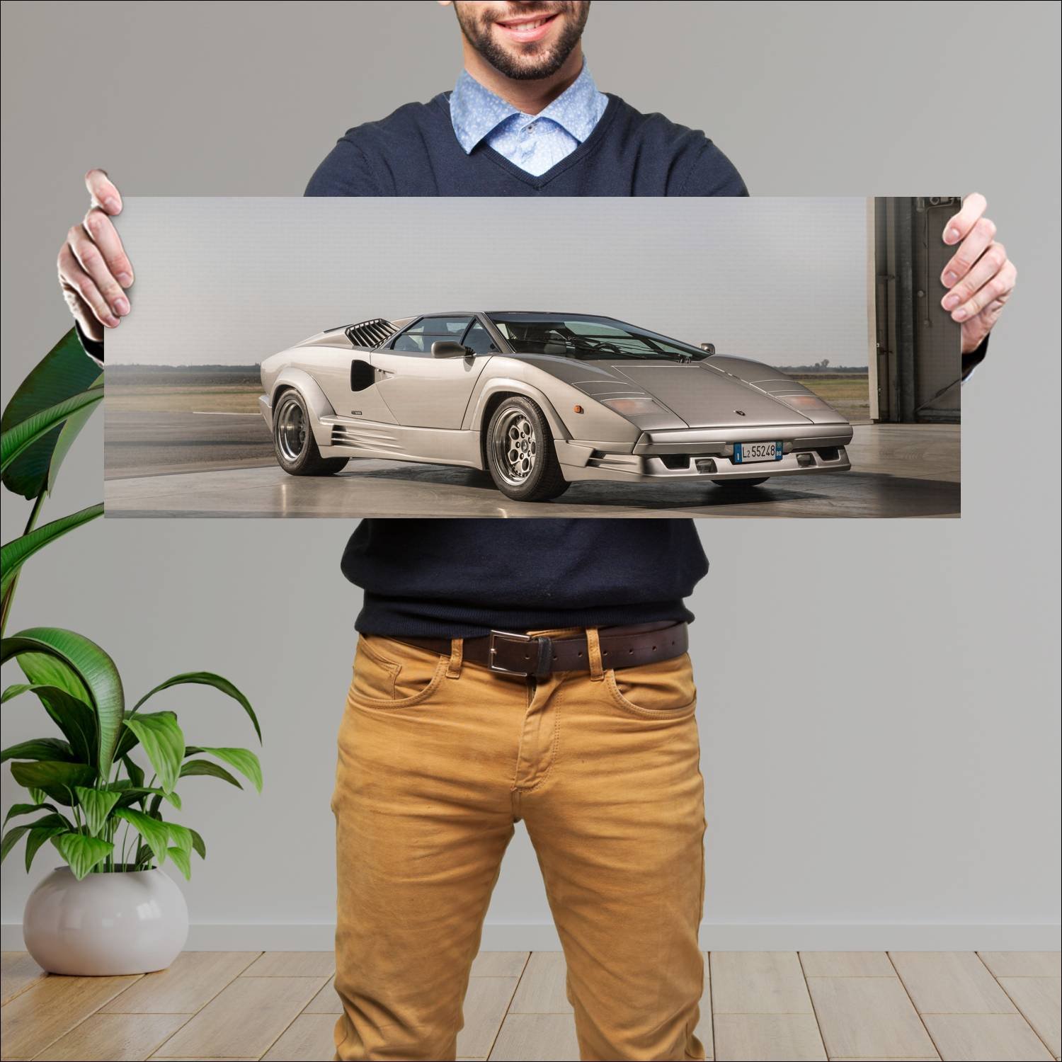 Cuadro grande 30x80cm 1989 Lamborghini Countach 25th A001 Lamborghini