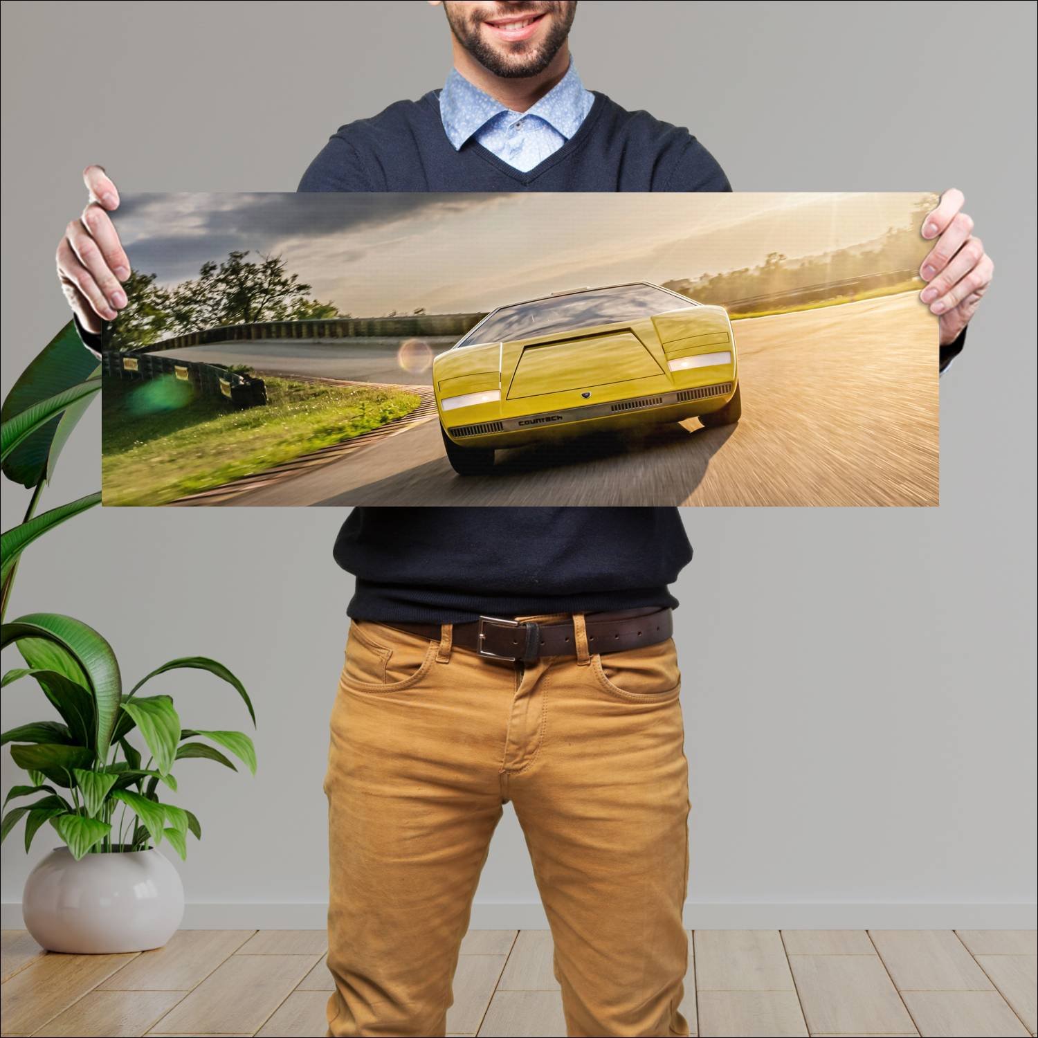 Cuadro grande 30x80cm 1971 Lamborghini Countach LP500 CP004 Lamborghini